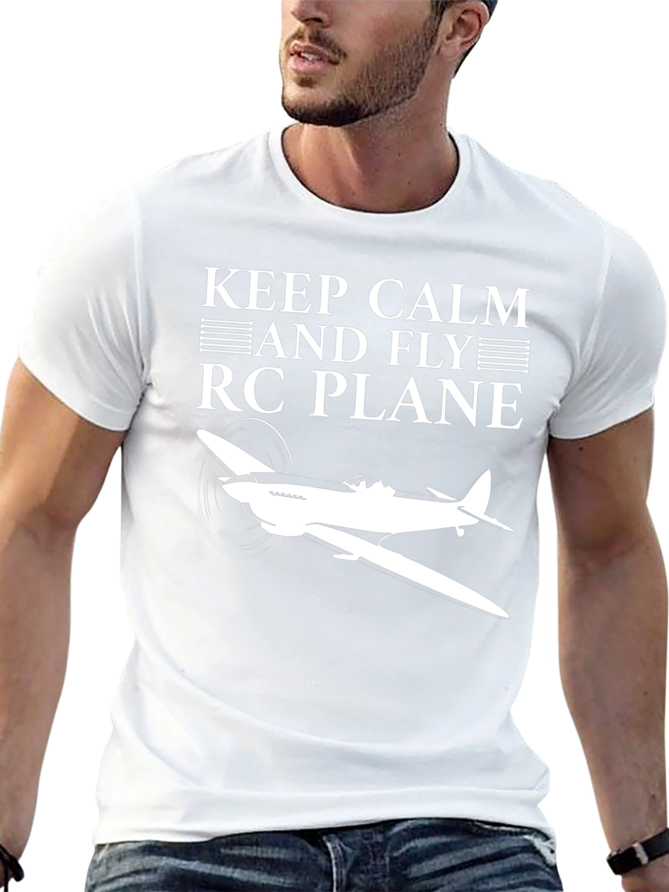 Keep Calm and Fly RC Plane Black T-Shirt