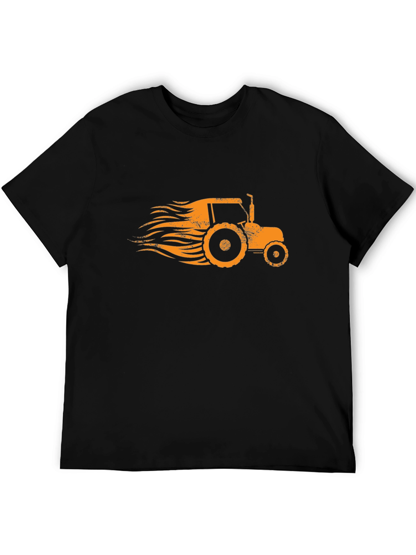 Retro Tractor Graphic Tee - Black Cotton Blend