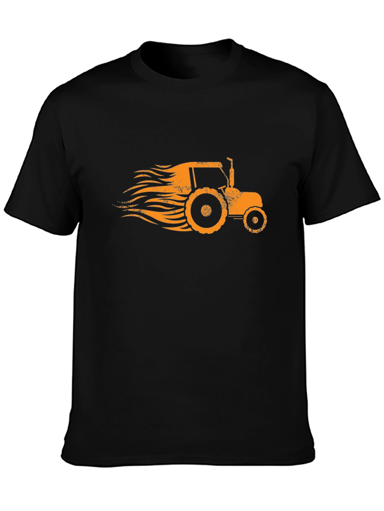 Retro Tractor Graphic Tee - Black Cotton Blend