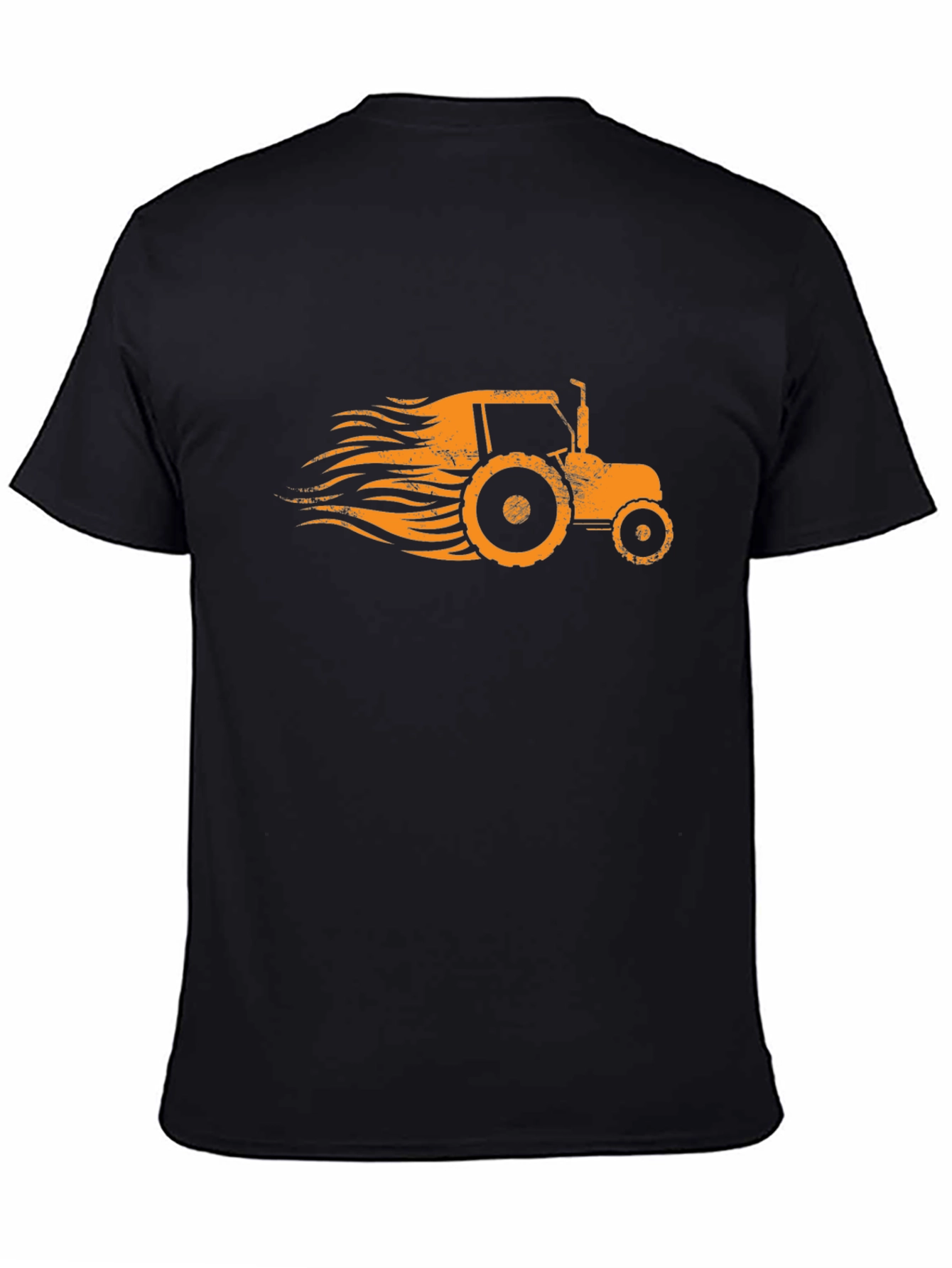 Retro Tractor Graphic Tee - Black Cotton Blend