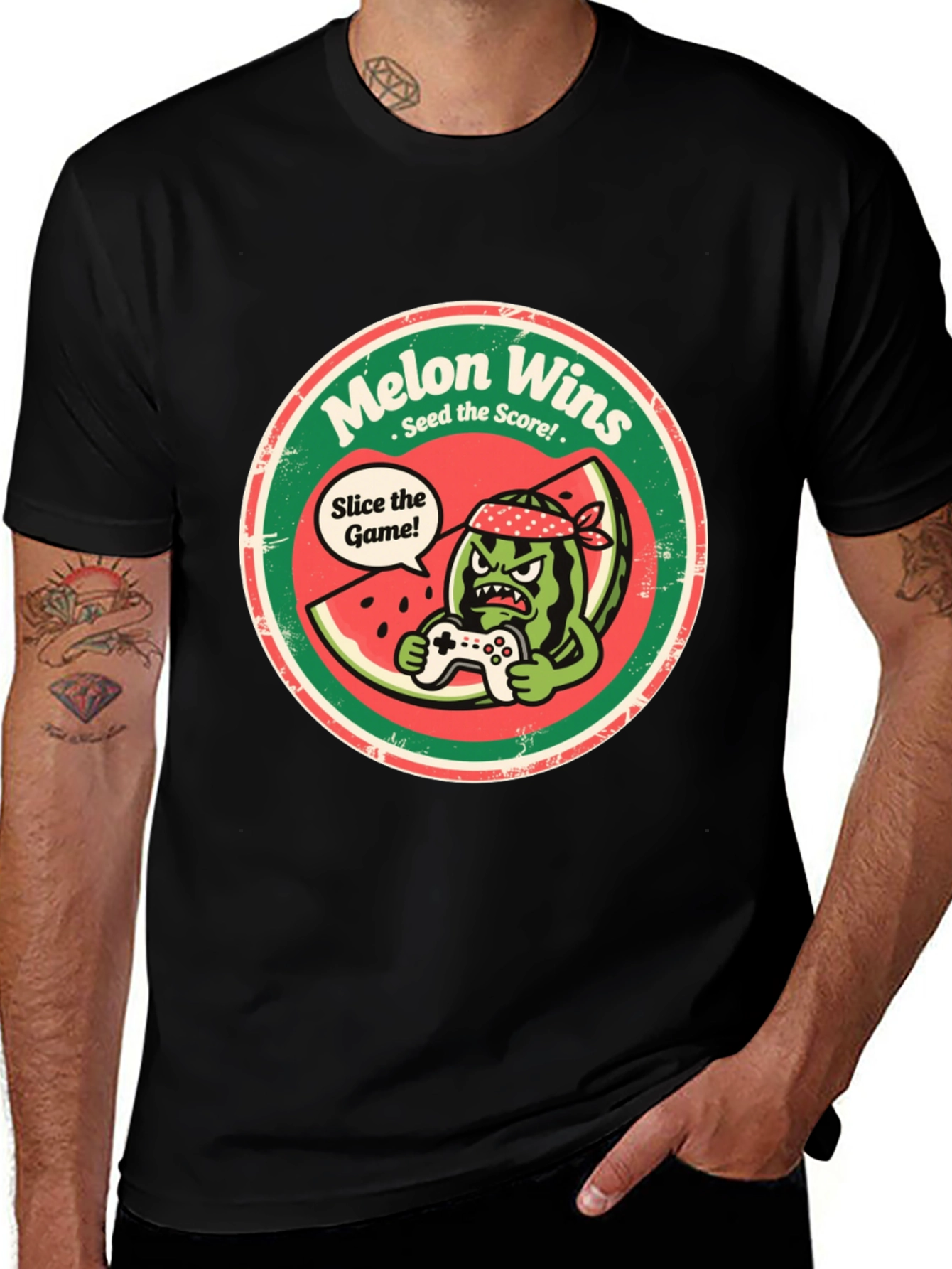 Melon Wins T-Shirt - Gamer Watermelon Tee