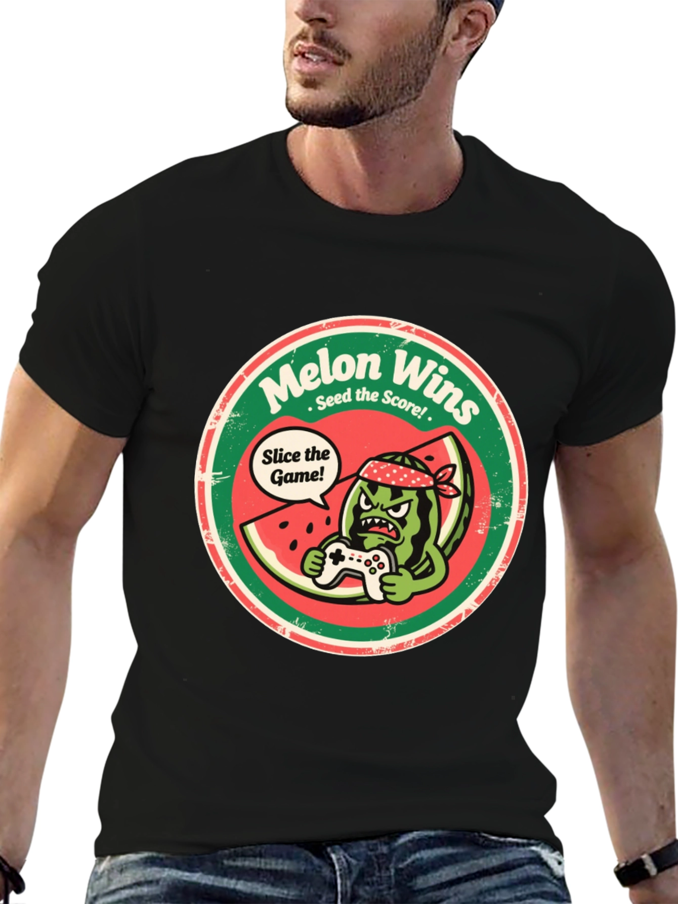 Melon Wins T-Shirt - Gamer Watermelon Tee