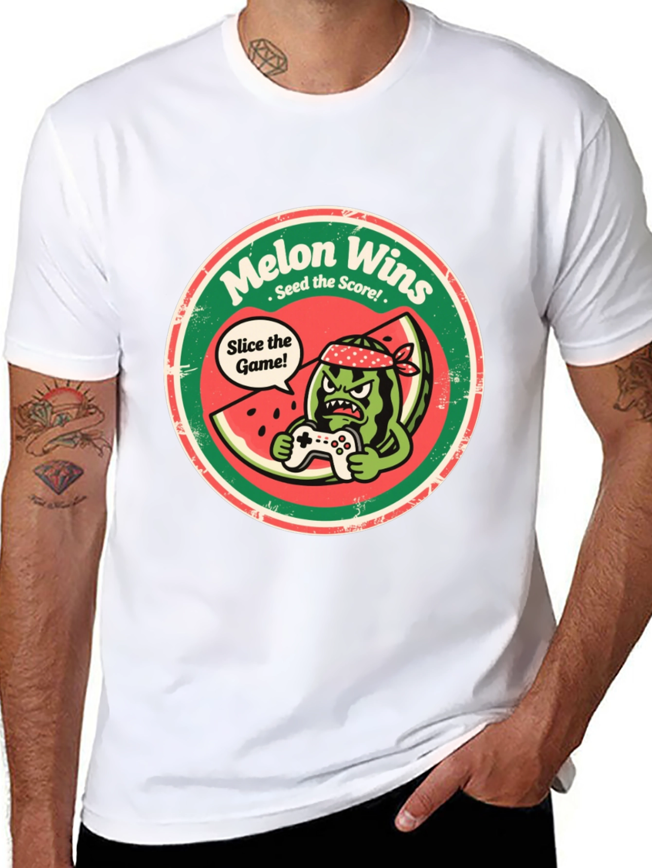Melon Wins T-Shirt - Gamer Watermelon Tee