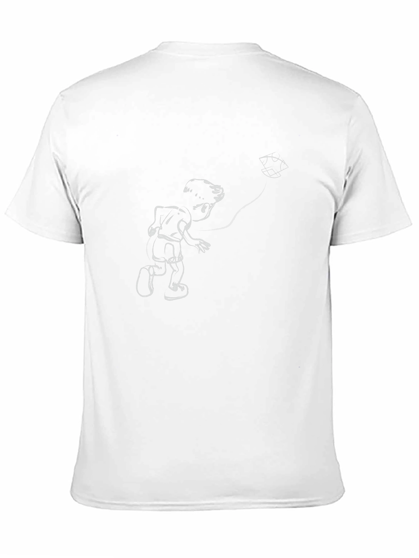 Cartoon Boy Kite Graphic Tee - Classic Black T-Shirt