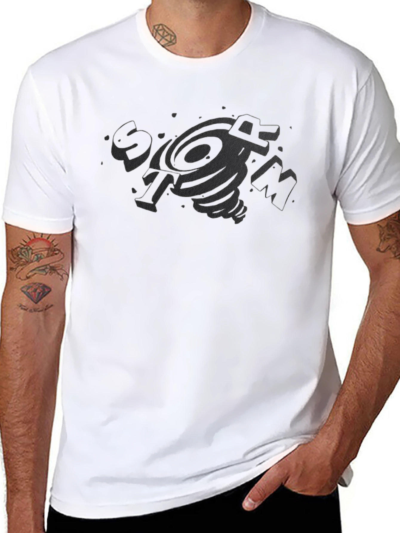 Mens Black Graphic Tee - Tornado Design