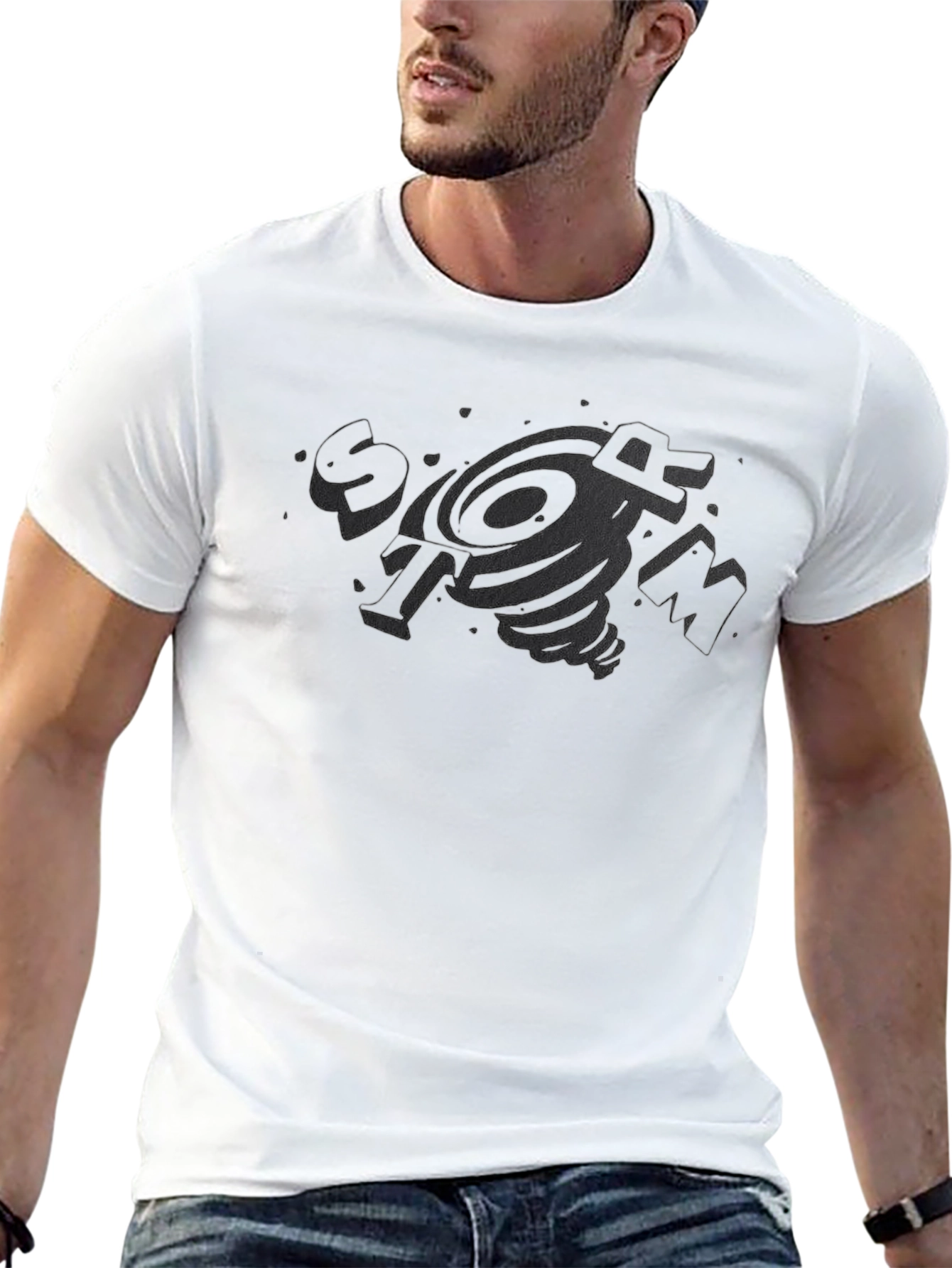 Mens Black Graphic Tee - Tornado Design