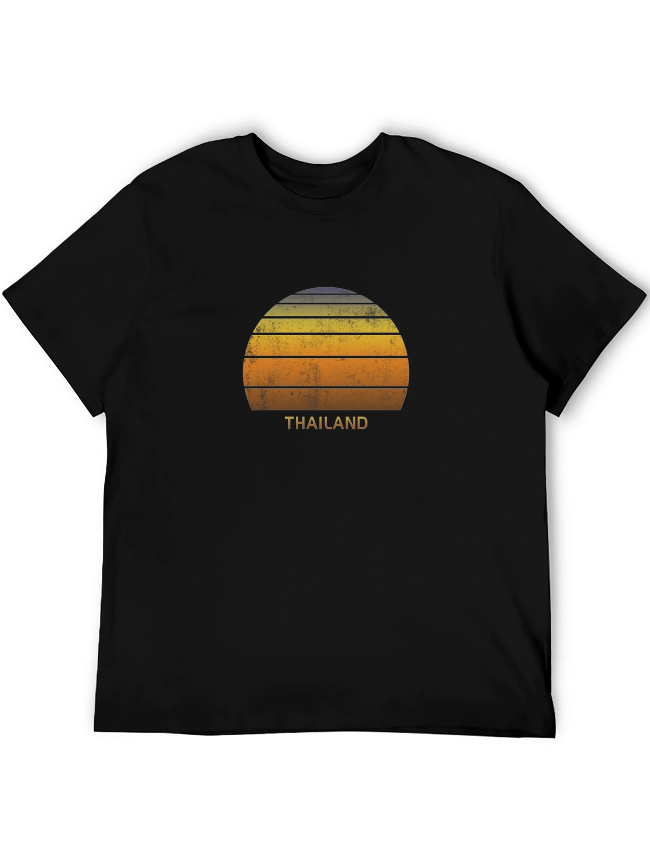 Retro Thailand Sunset Graphic T-Shirt - Black