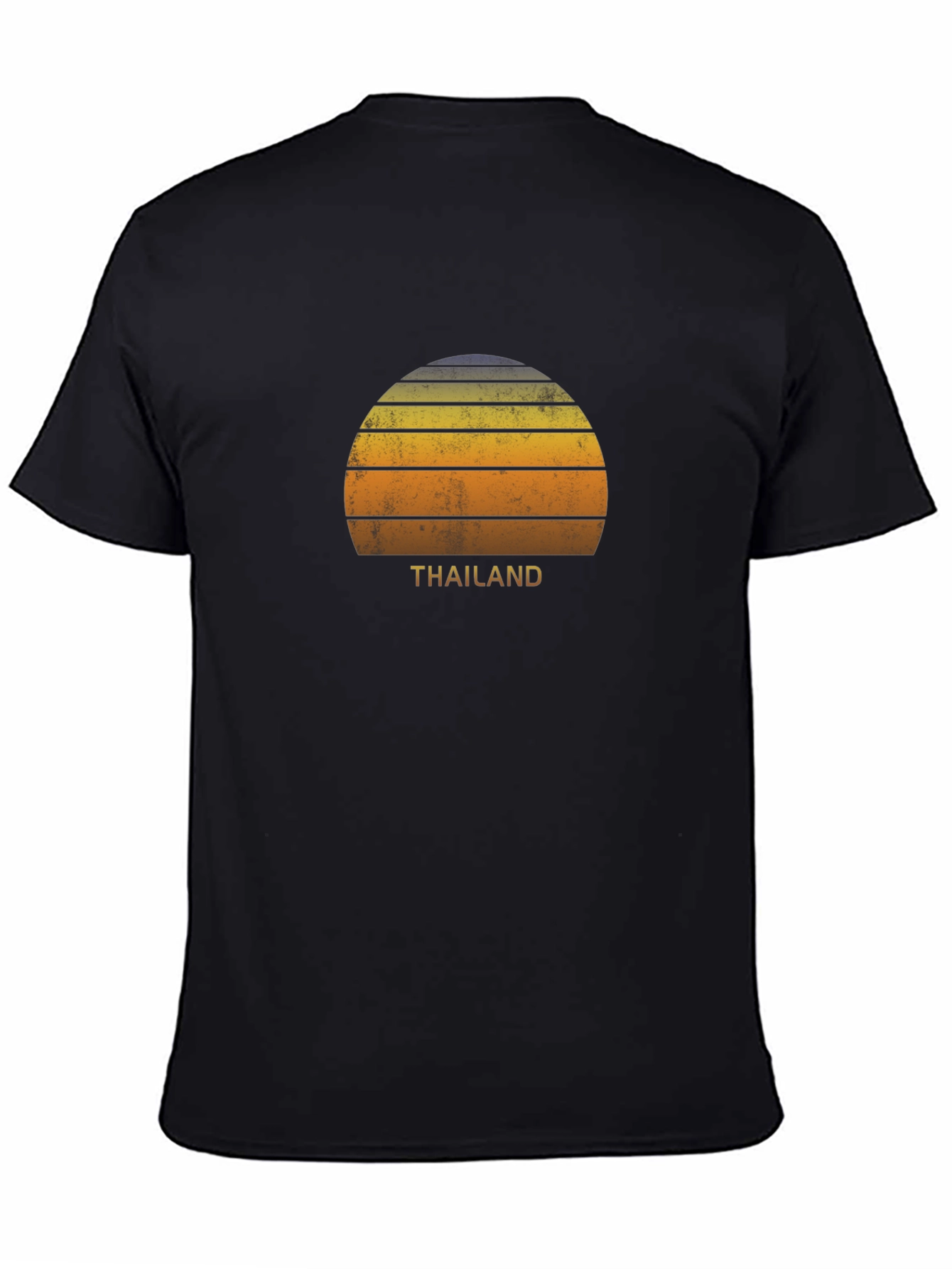 Retro Thailand Sunset Graphic T-Shirt - Black
