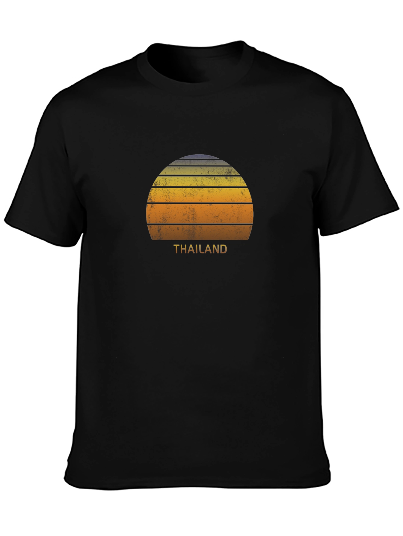Retro Thailand Sunset Graphic T-Shirt - Black