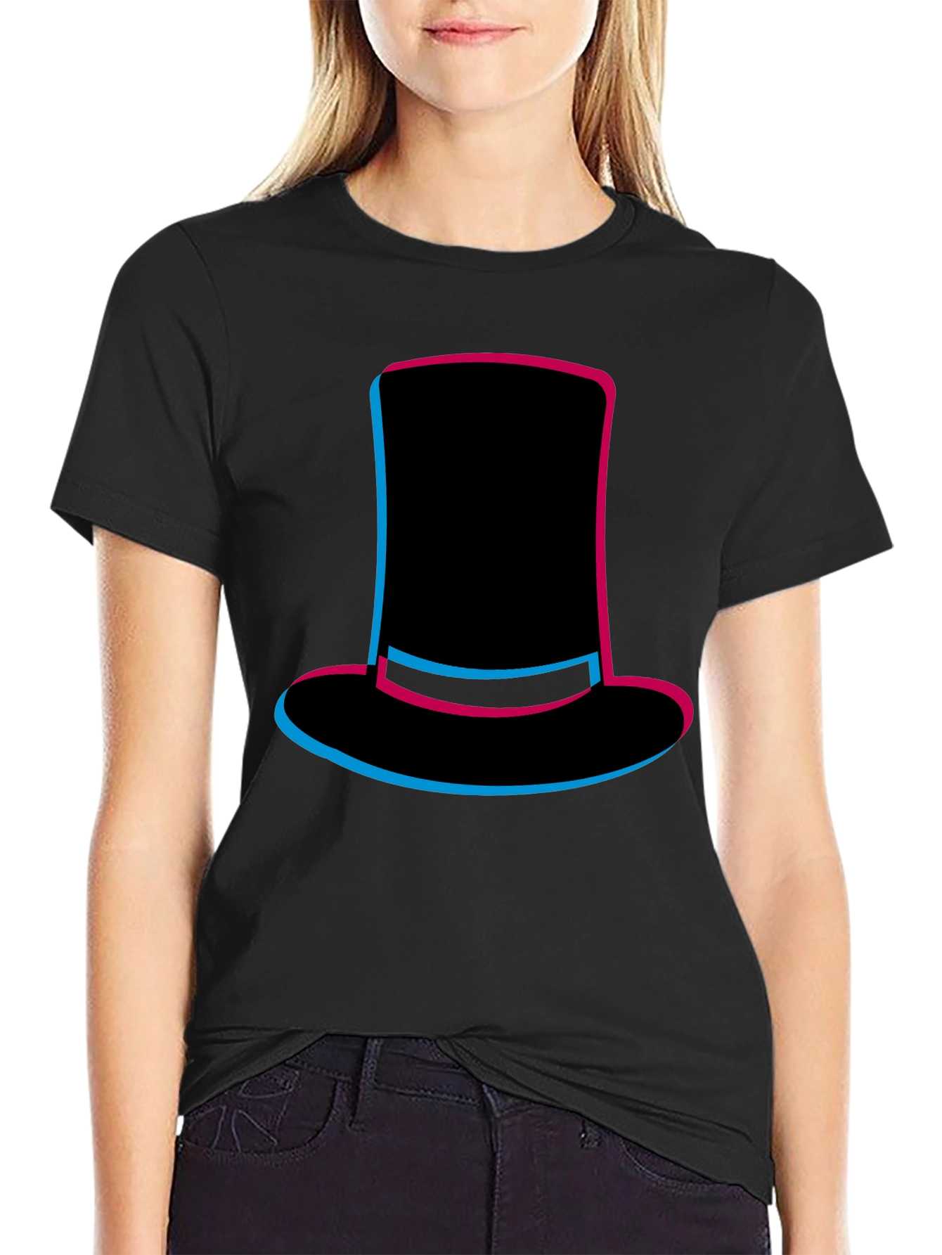 Top Hat Graphic Tee - Stylish Mens Black T-Shirt