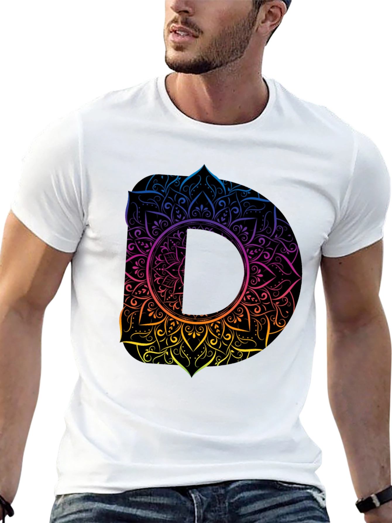 Mandala D Initial Tee - Stylish Graphic T-Shirt