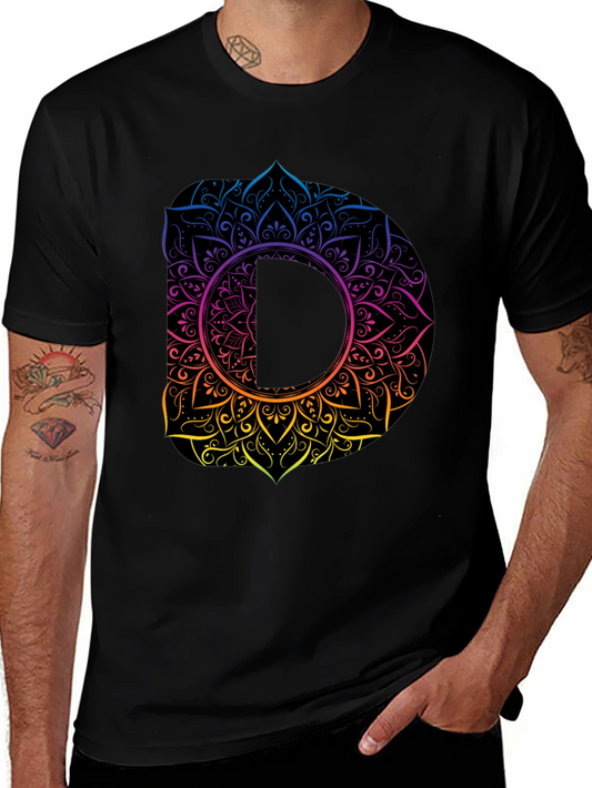 Mandala D Initial Tee - Stylish Graphic T-Shirt
