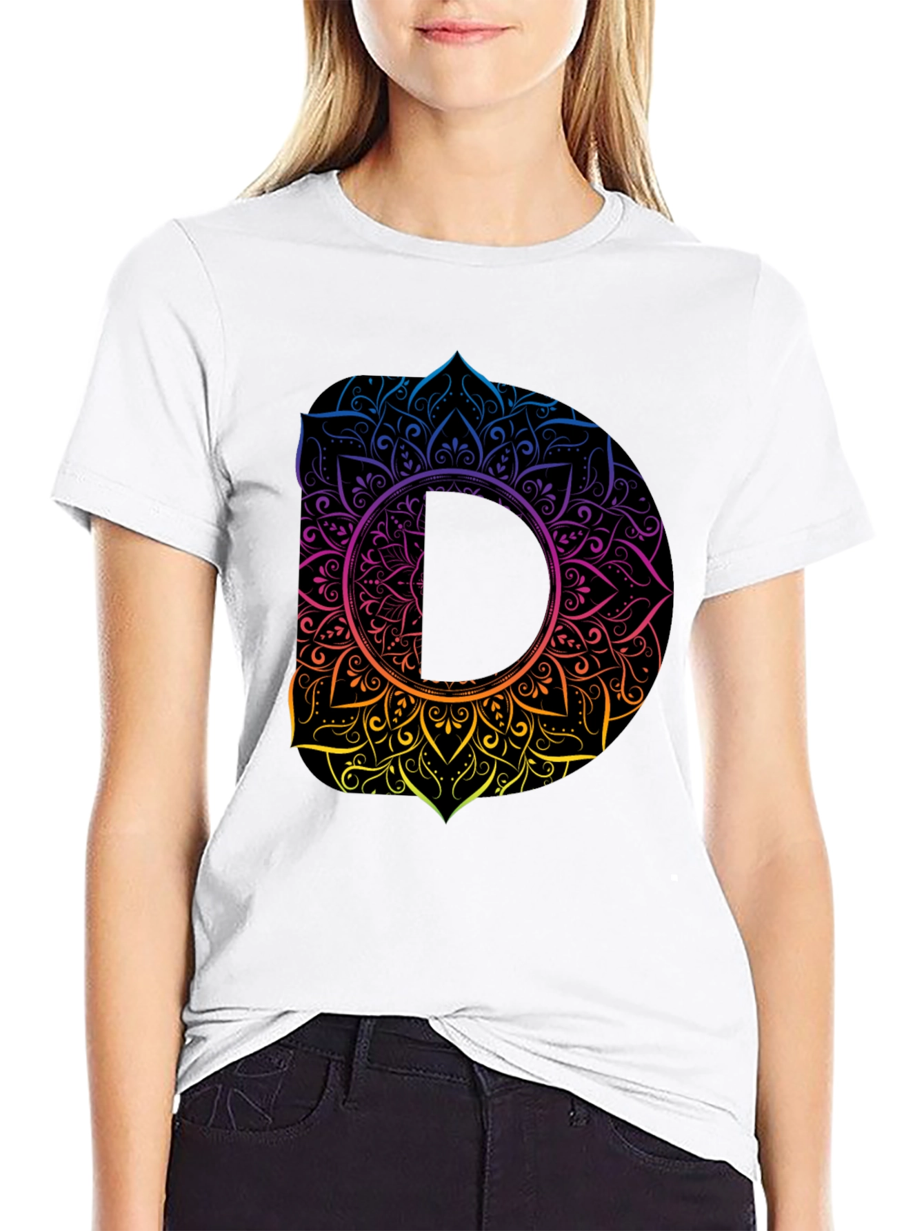 Mandala D Initial Tee - Stylish Graphic T-Shirt