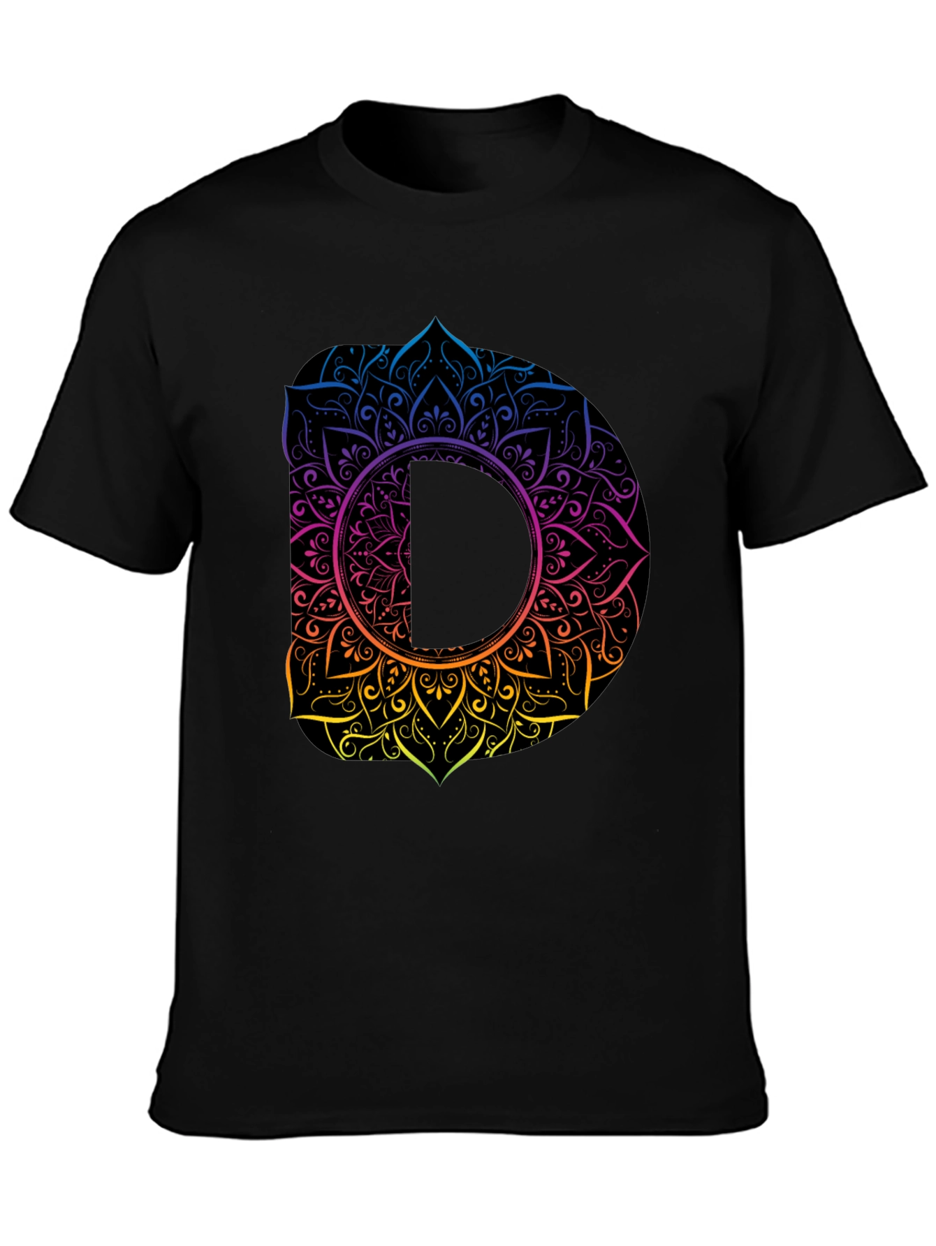 Mandala D Initial Tee - Stylish Graphic T-Shirt