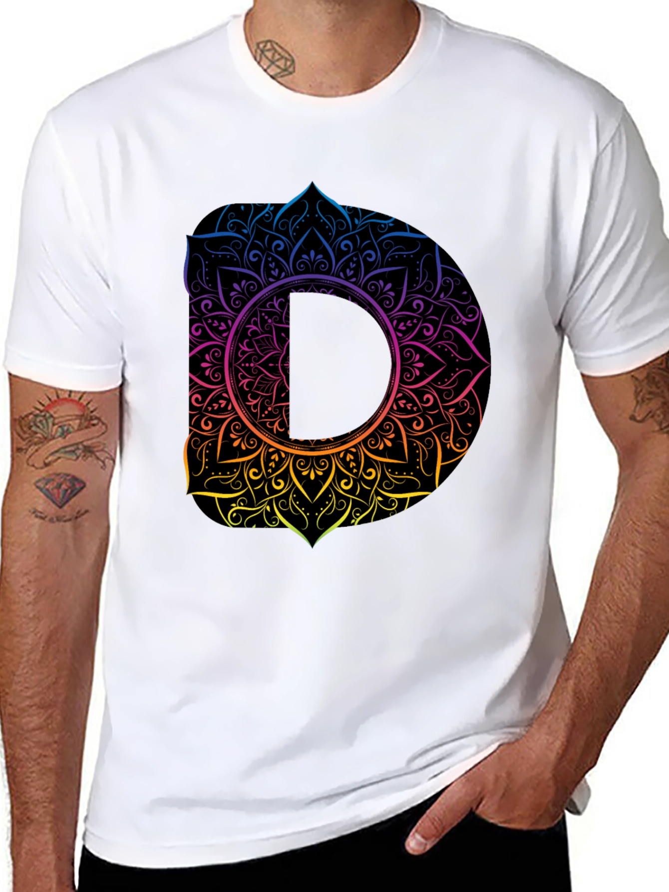 Mandala D Initial Tee - Stylish Graphic T-Shirt