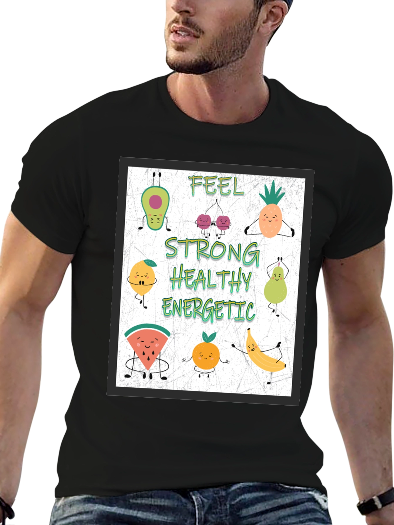 Feel Strong Healthy Energetic Fruit Cartoon T-Shirt