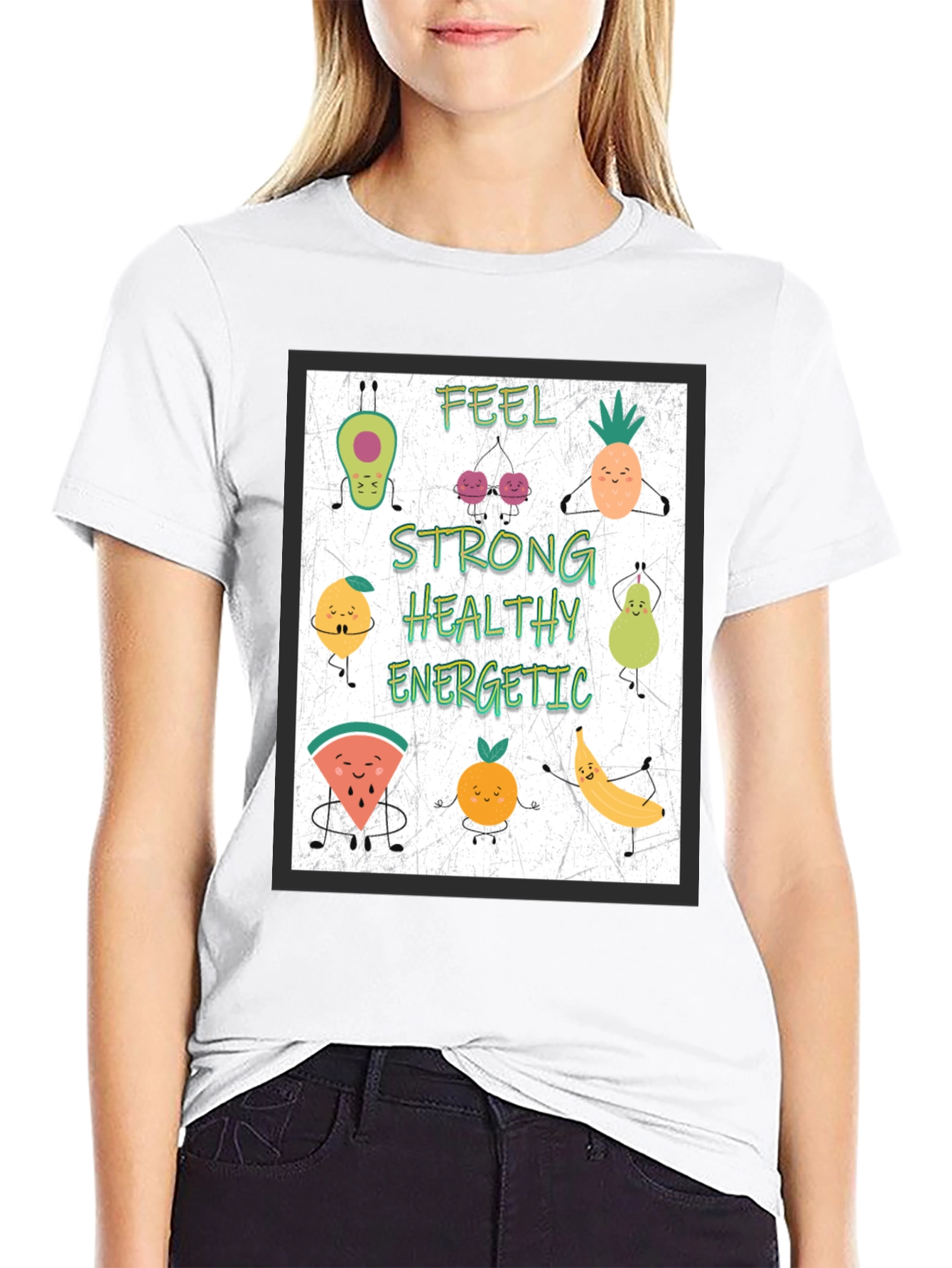 Feel Strong Healthy Energetic Fruit Cartoon T-Shirt