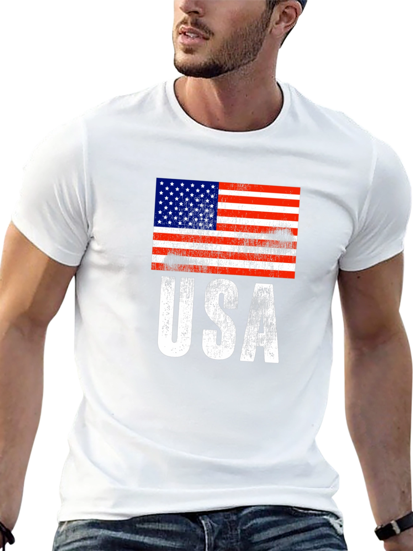 USA Flag Graphic Print Tee - Patriotic Apparel