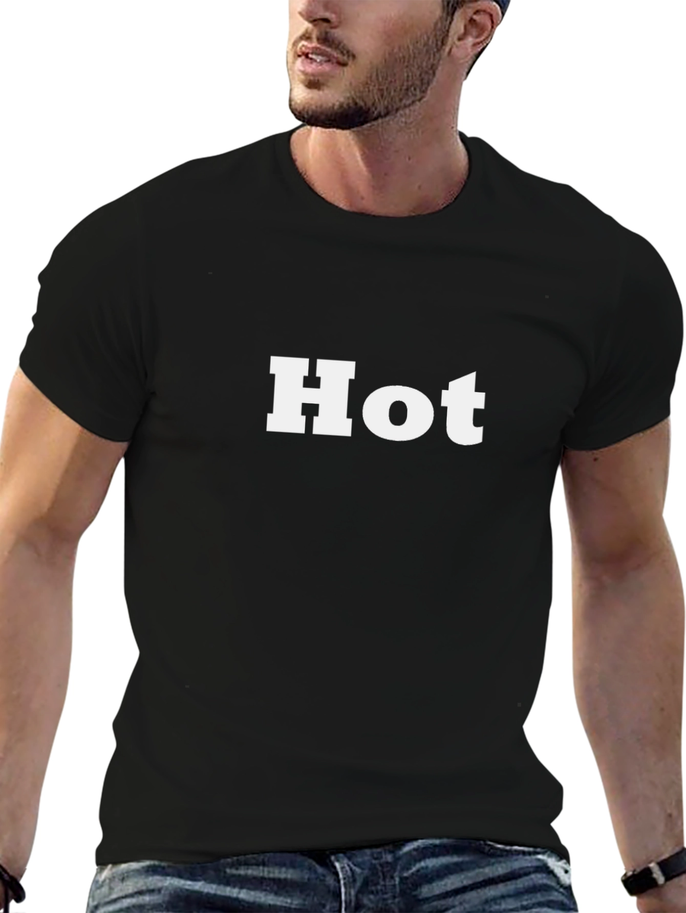 Hot Graphic Tee - Mens Black Cotton T-Shirt