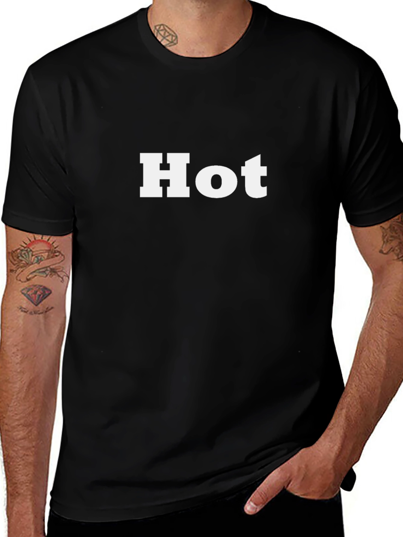 Hot Graphic Tee - Mens Black Cotton T-Shirt