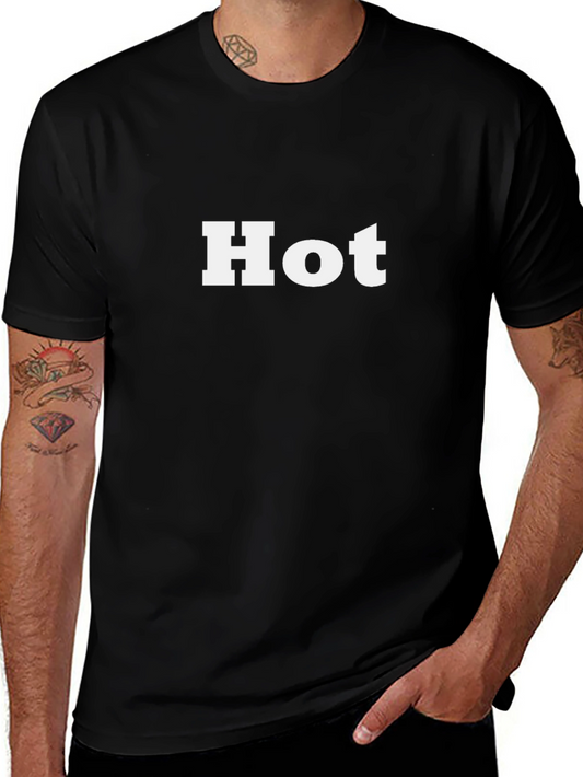 Hot Graphic Tee - Mens Black Cotton T-Shirt
