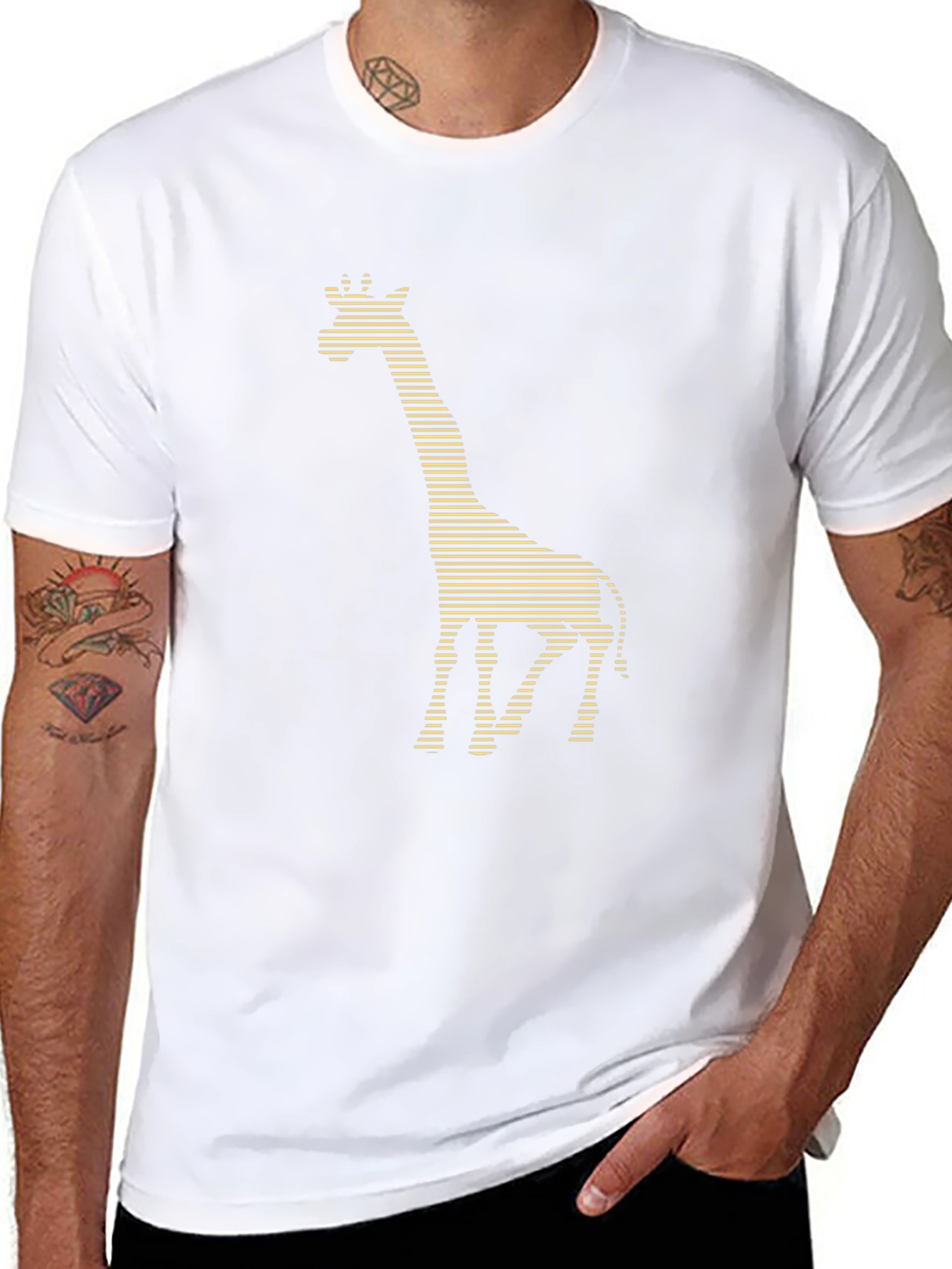 Giraffe Striped Graphic Tee - Black