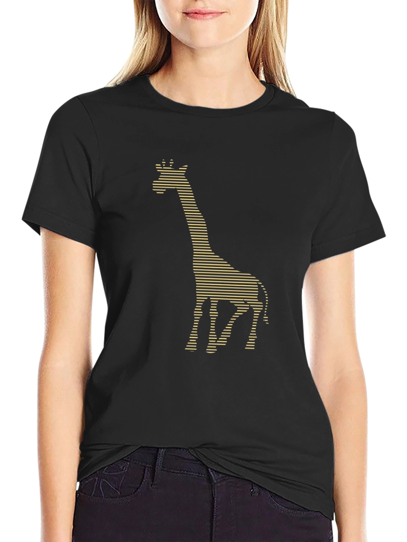 Giraffe Striped Graphic Tee - Black