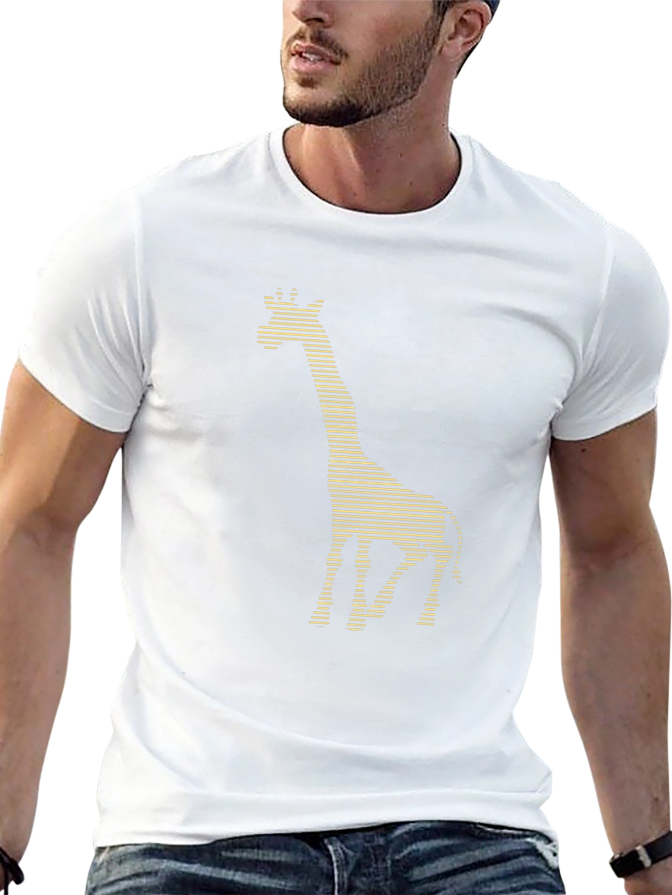 Giraffe Striped Graphic Tee - Black