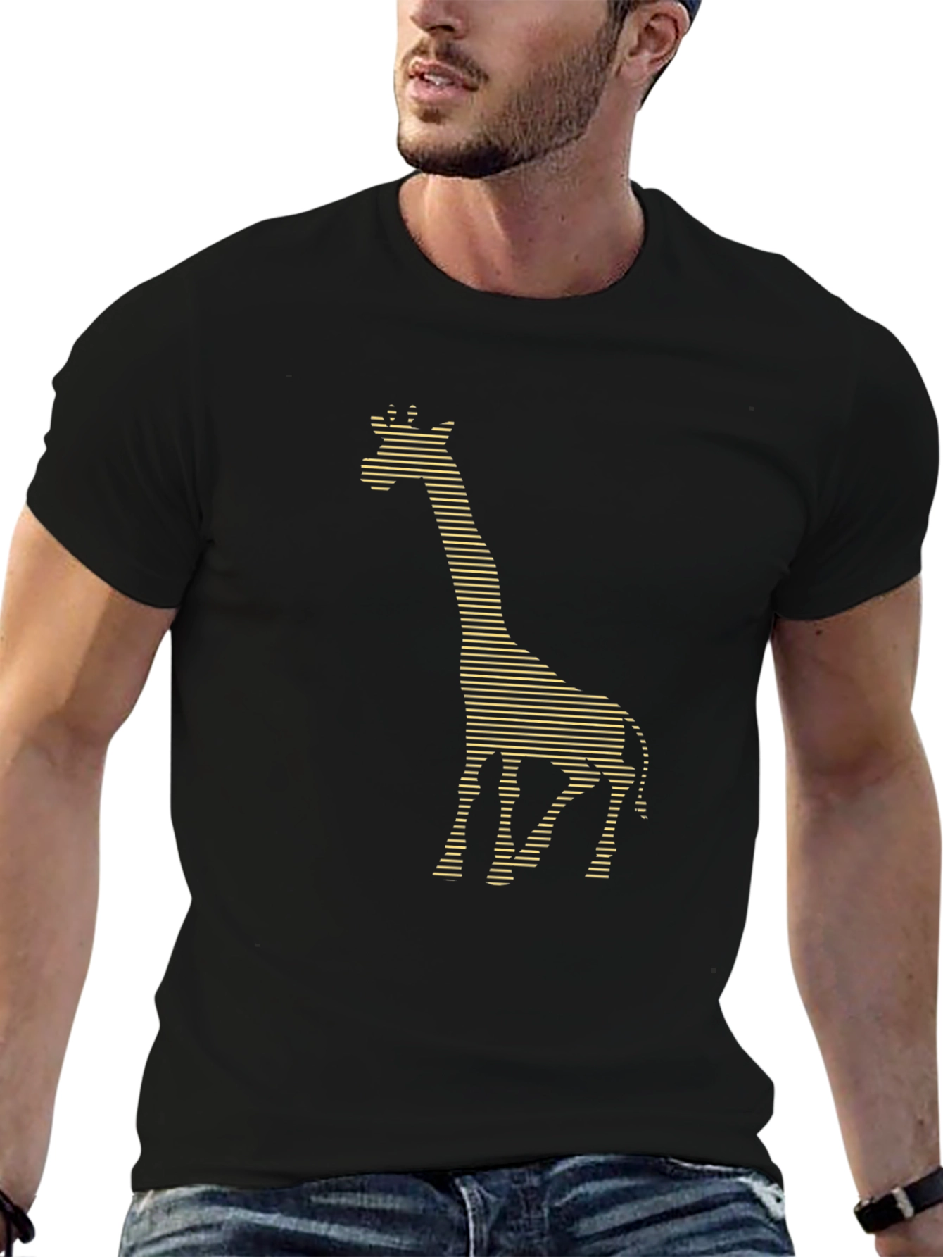 Giraffe Striped Graphic Tee - Black