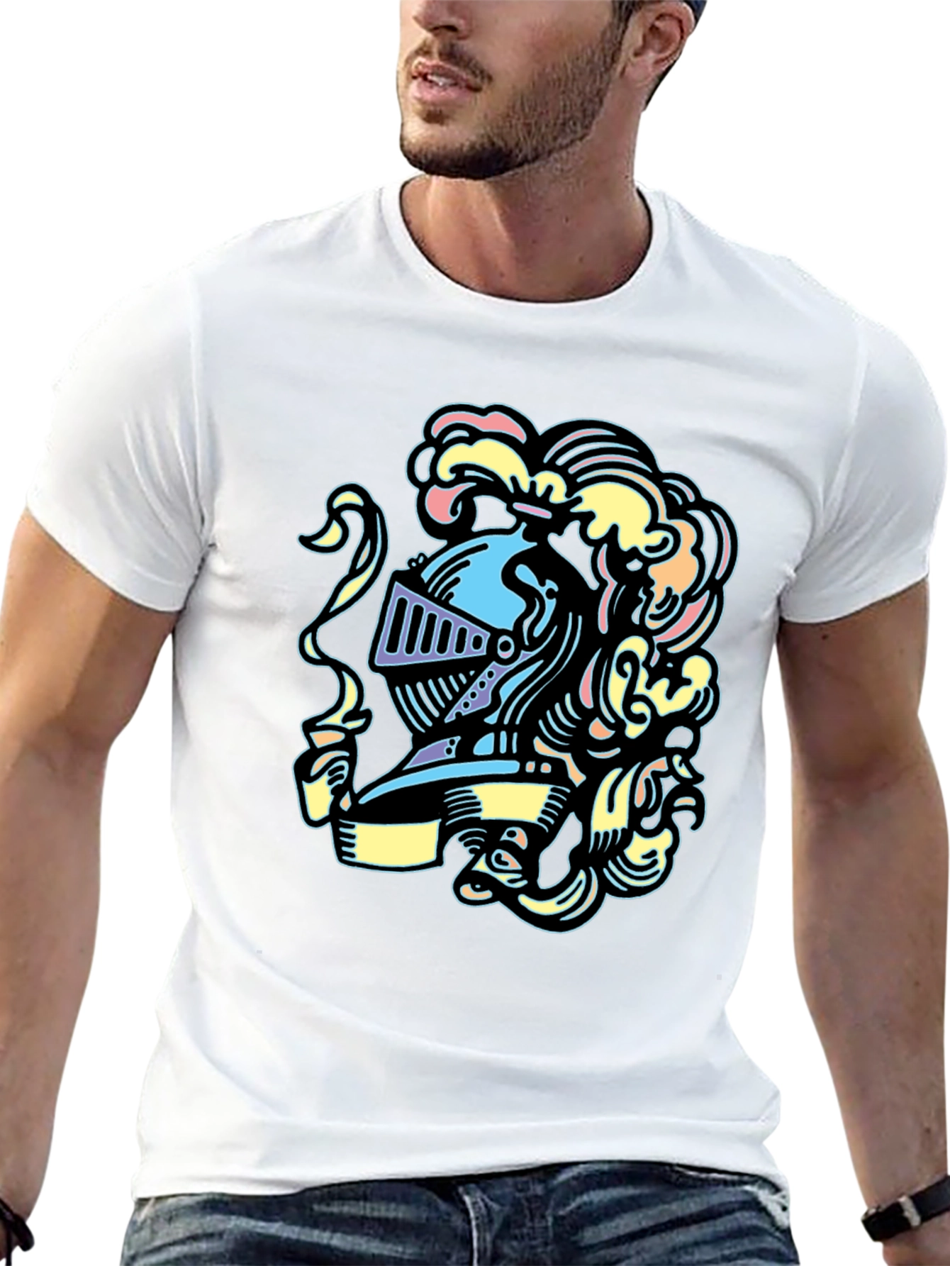 Knight Helmet Graphic Tee - Stylish and Unique Design