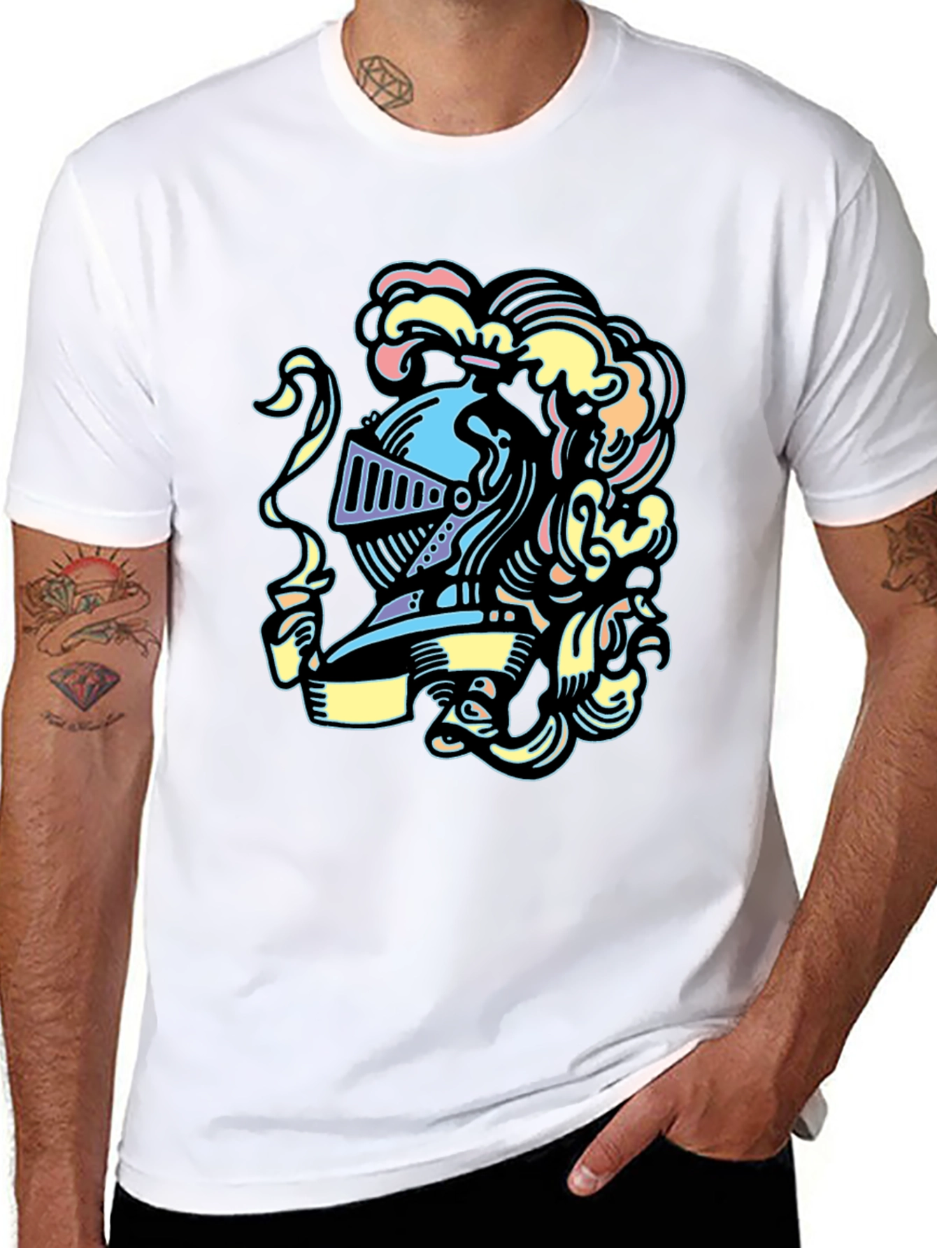 Knight Helmet Graphic Tee - Stylish and Unique Design