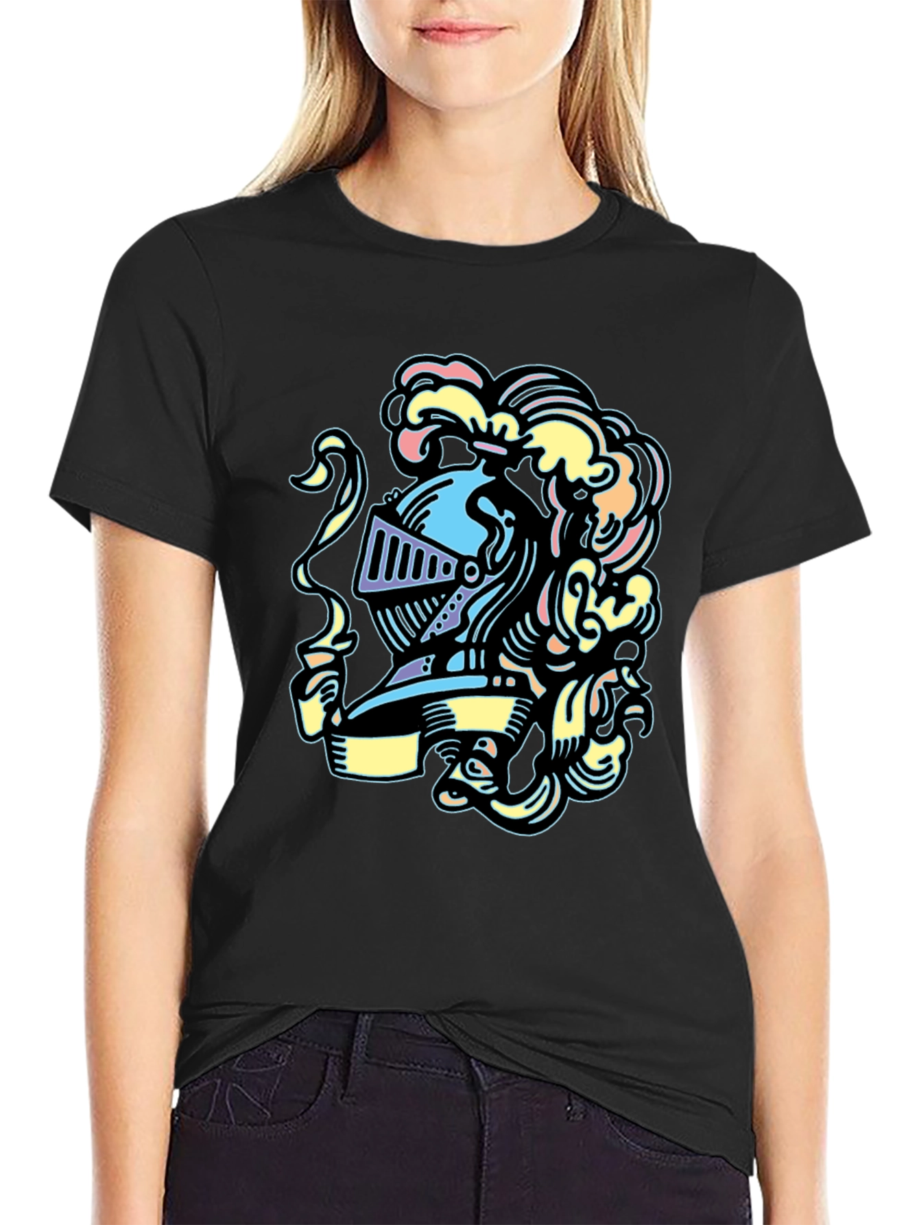 Knight Helmet Graphic Tee - Stylish and Unique Design