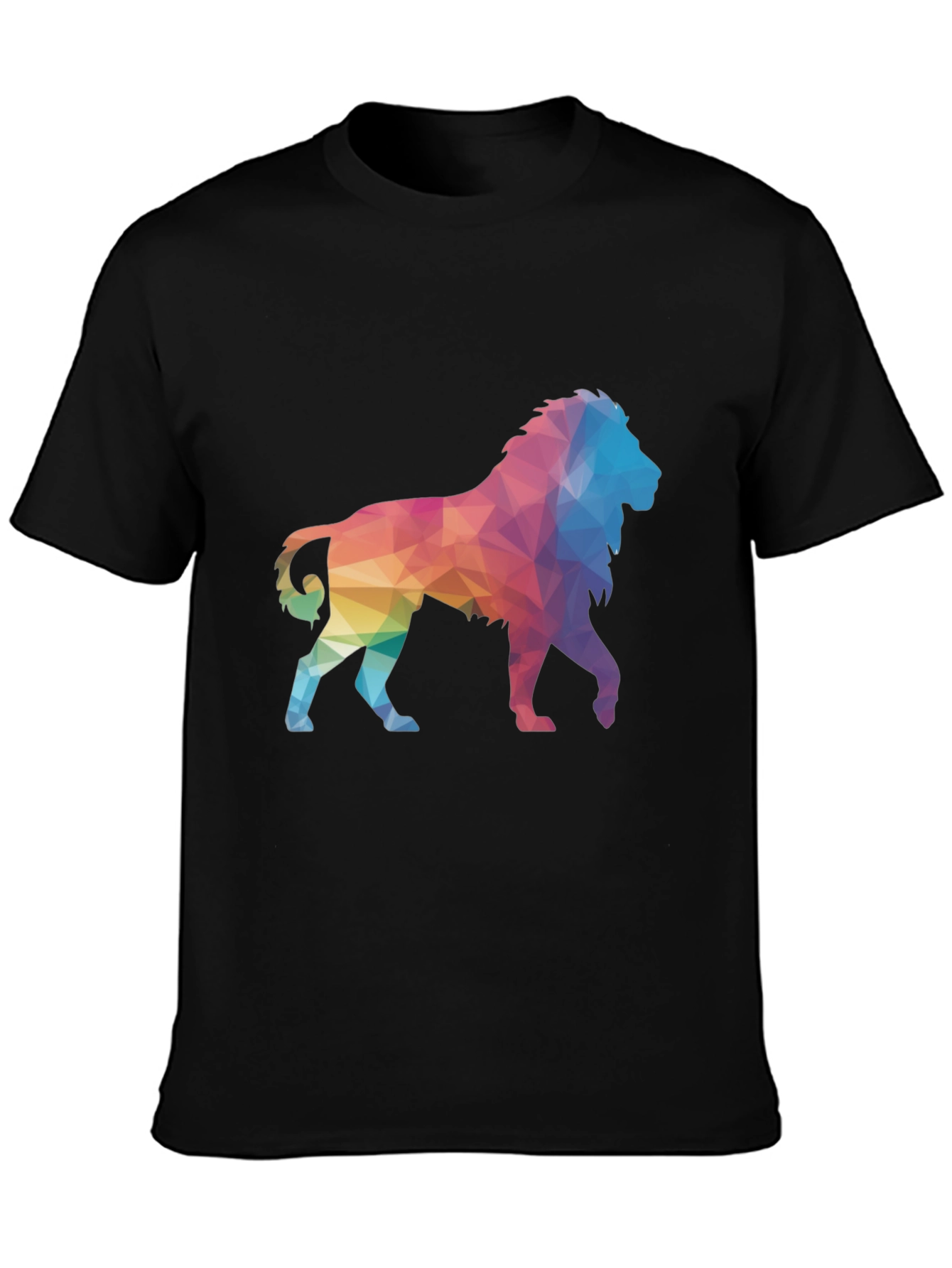 Geometric Lion Graphic Tee - Black