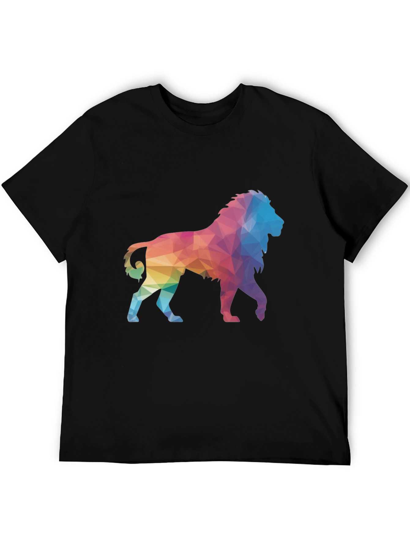 Geometric Lion Graphic Tee - Black