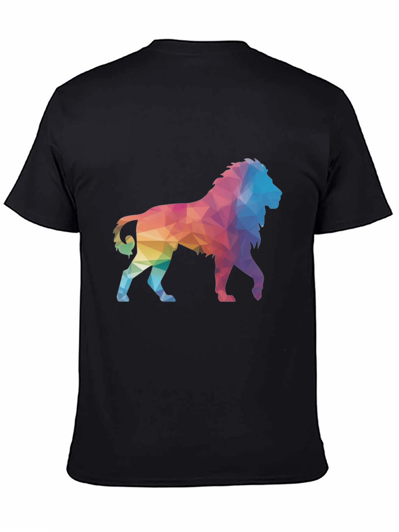 Geometric Lion Graphic Tee - Black