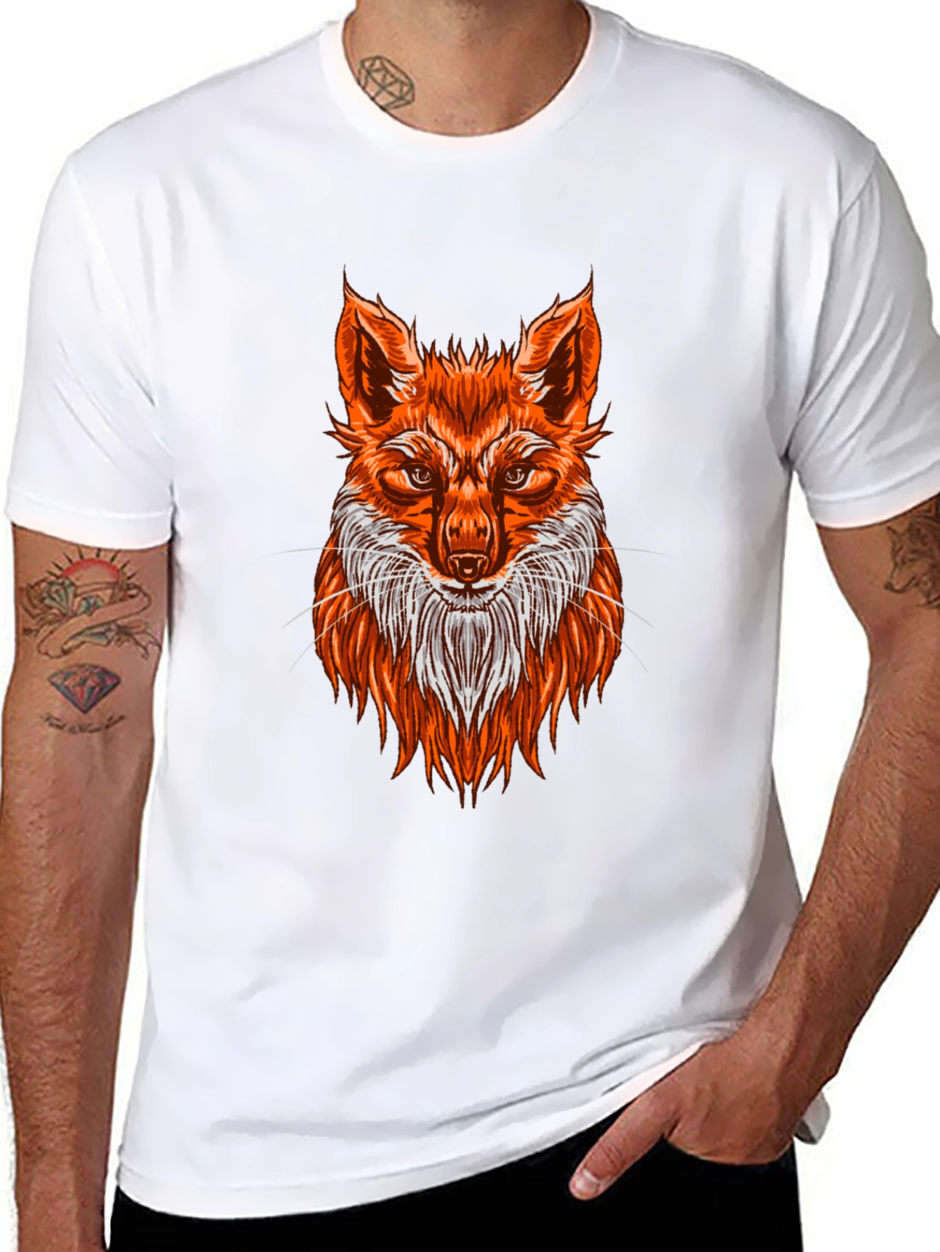 Fox Graphic Print T-Shirt - Black