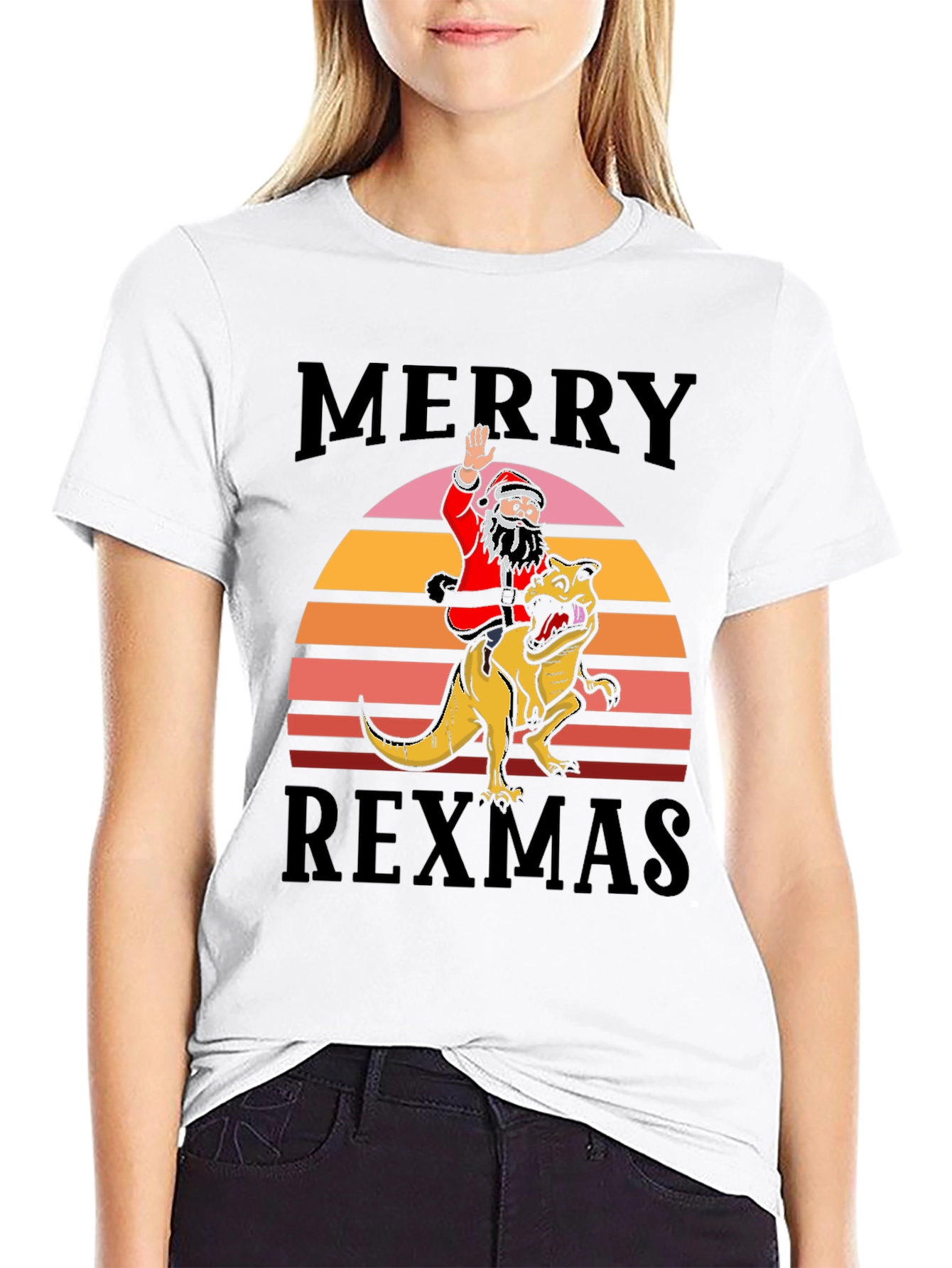 Merry Rexmas T-Shirt Santa Riding Dinosaur Tee