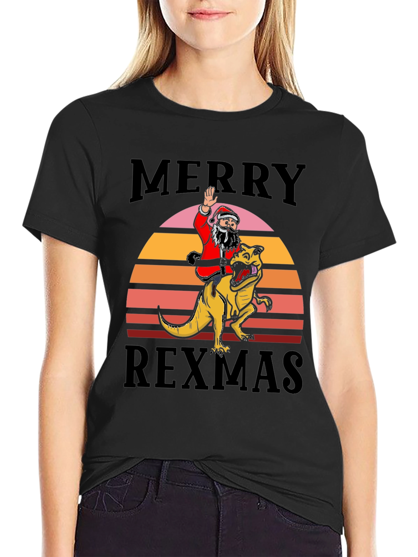 Merry Rexmas T-Shirt Santa Riding Dinosaur Tee