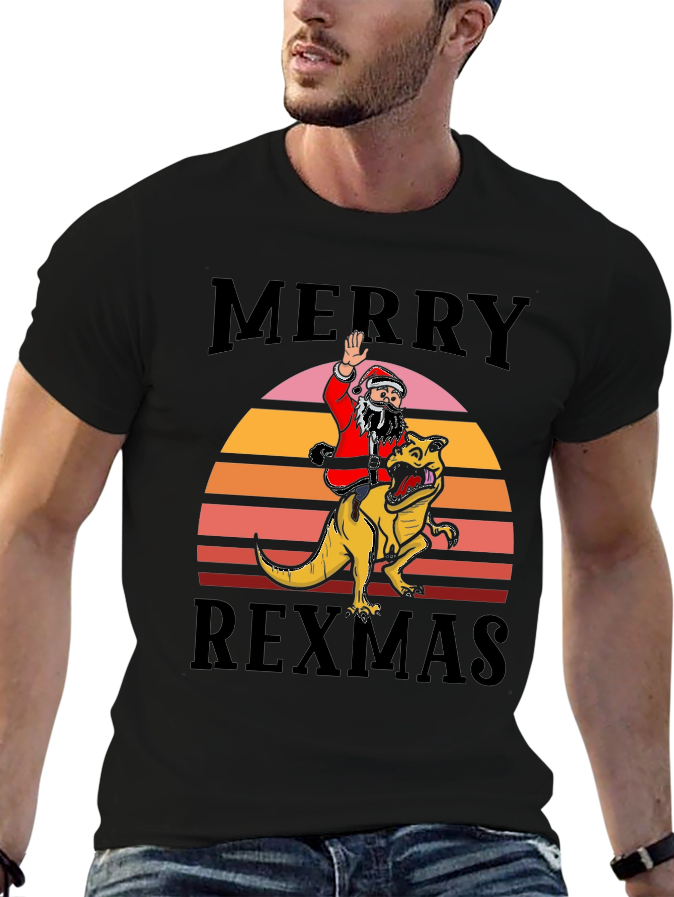 Merry Rexmas T-Shirt Santa Riding Dinosaur Tee