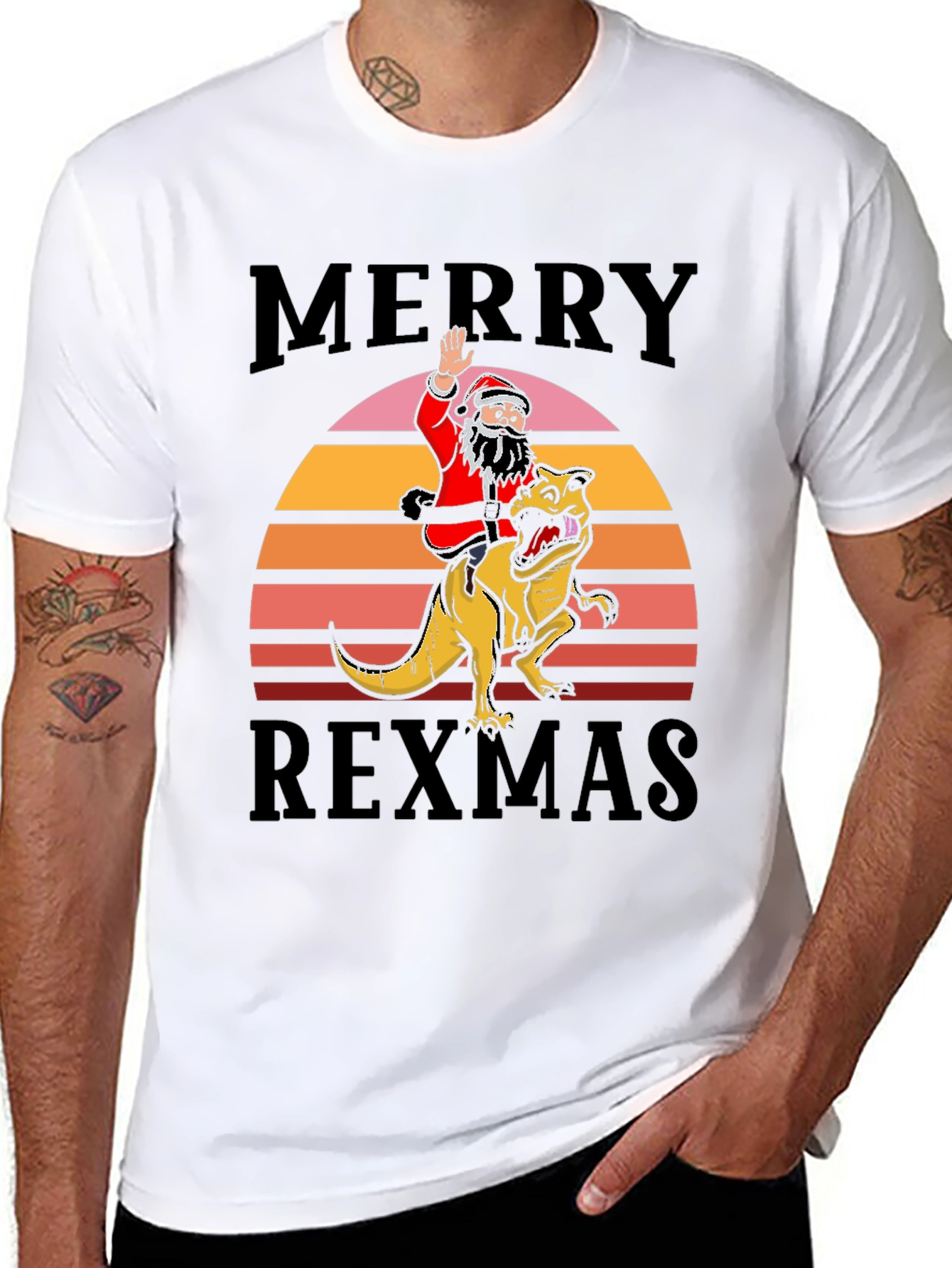 Merry Rexmas T-Shirt Santa Riding Dinosaur Tee