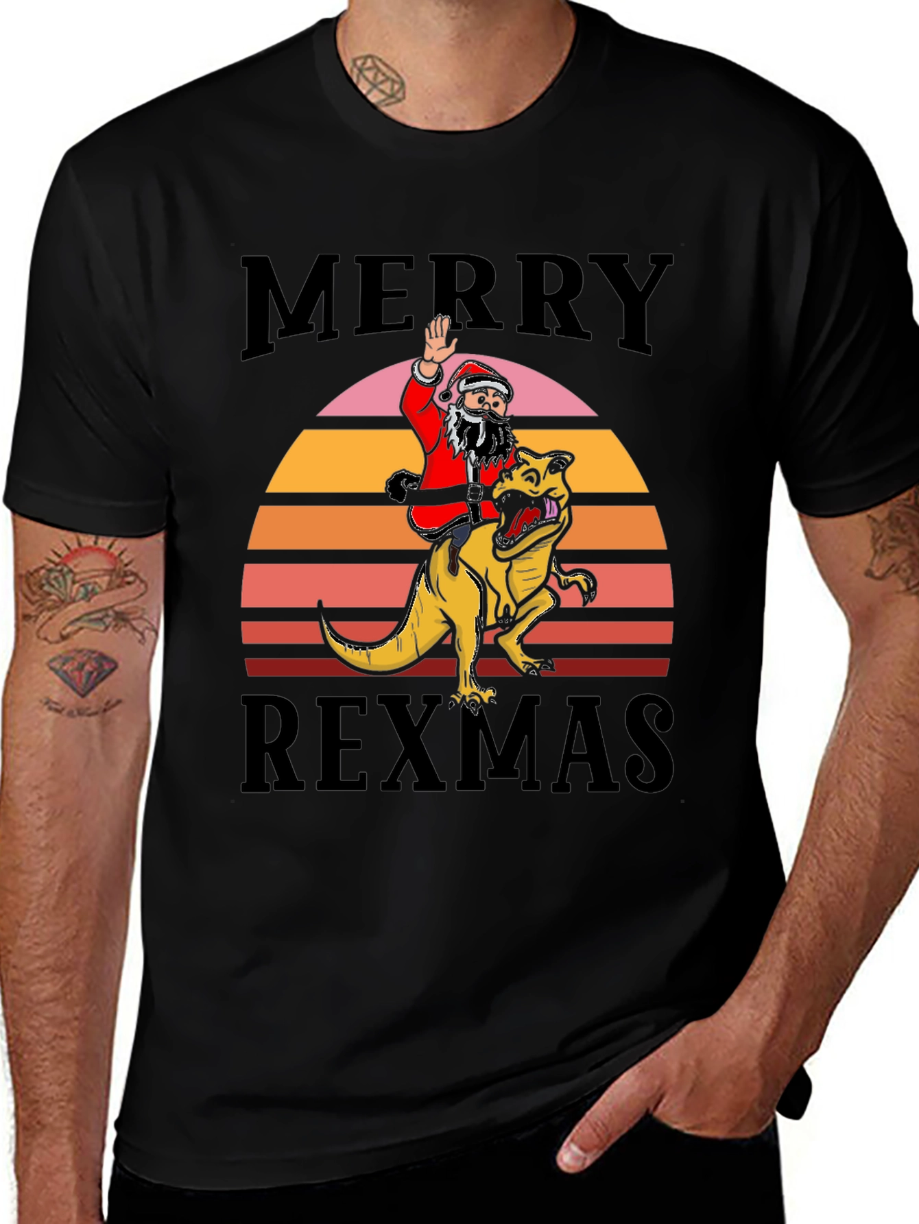 Merry Rexmas T-Shirt Santa Riding Dinosaur Tee