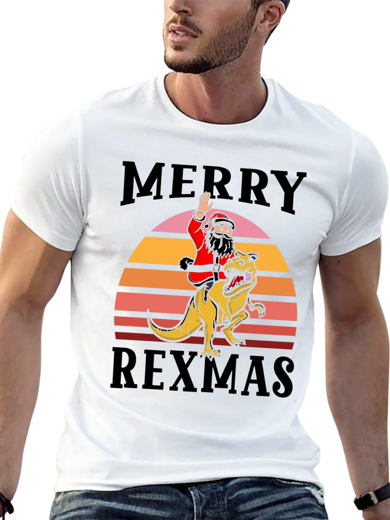 Merry Rexmas T-Shirt Santa Riding Dinosaur Tee