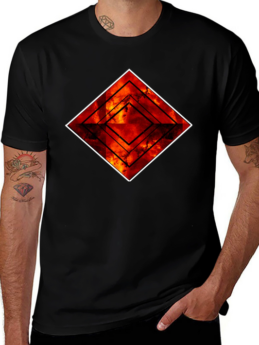 Fiery Diamond Graphic Black T-Shirt
