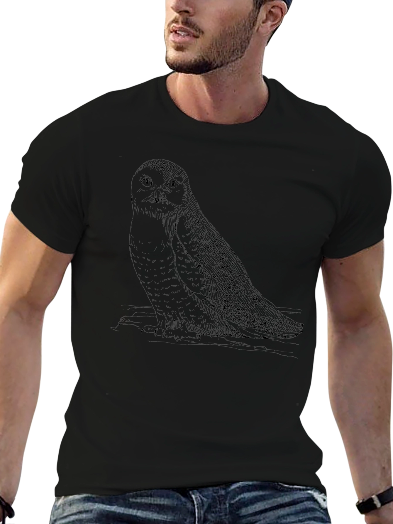 Owl Graphic Print Crew Neck T-Shirt