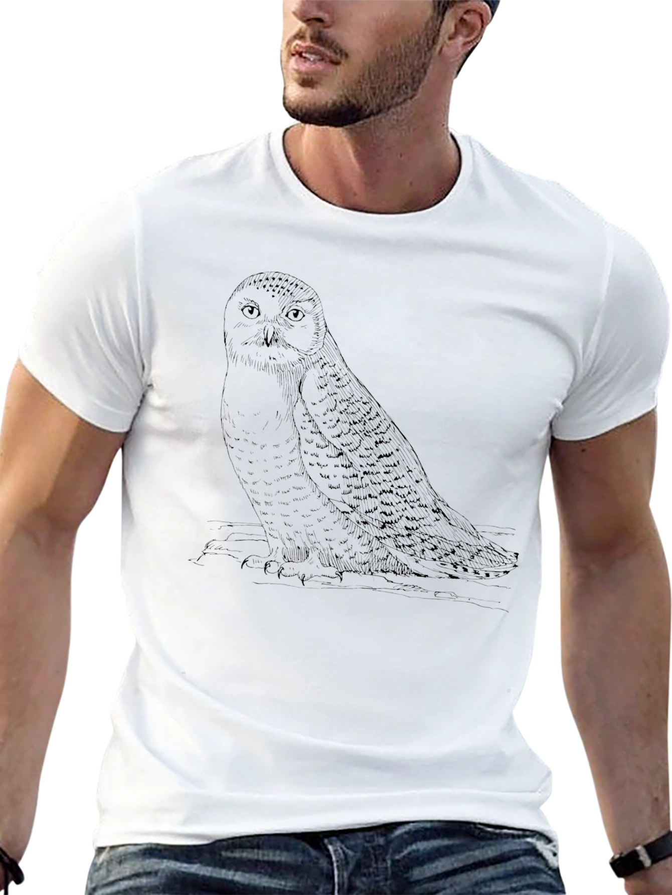 Owl Graphic Print Crew Neck T-Shirt