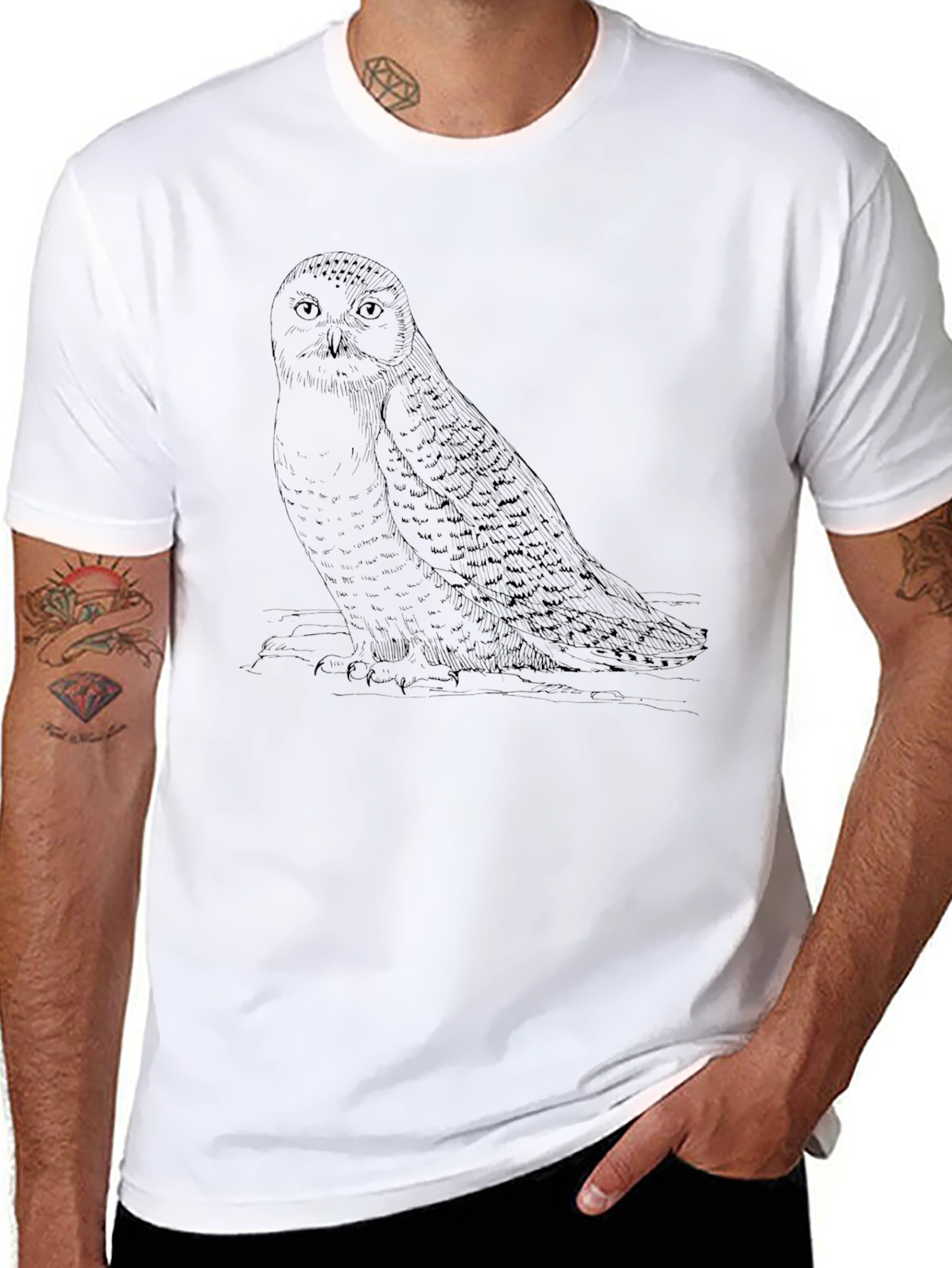 Owl Graphic Print Crew Neck T-Shirt