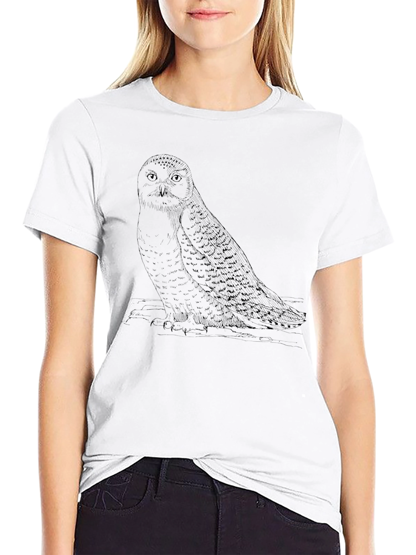 Owl Graphic Print Crew Neck T-Shirt