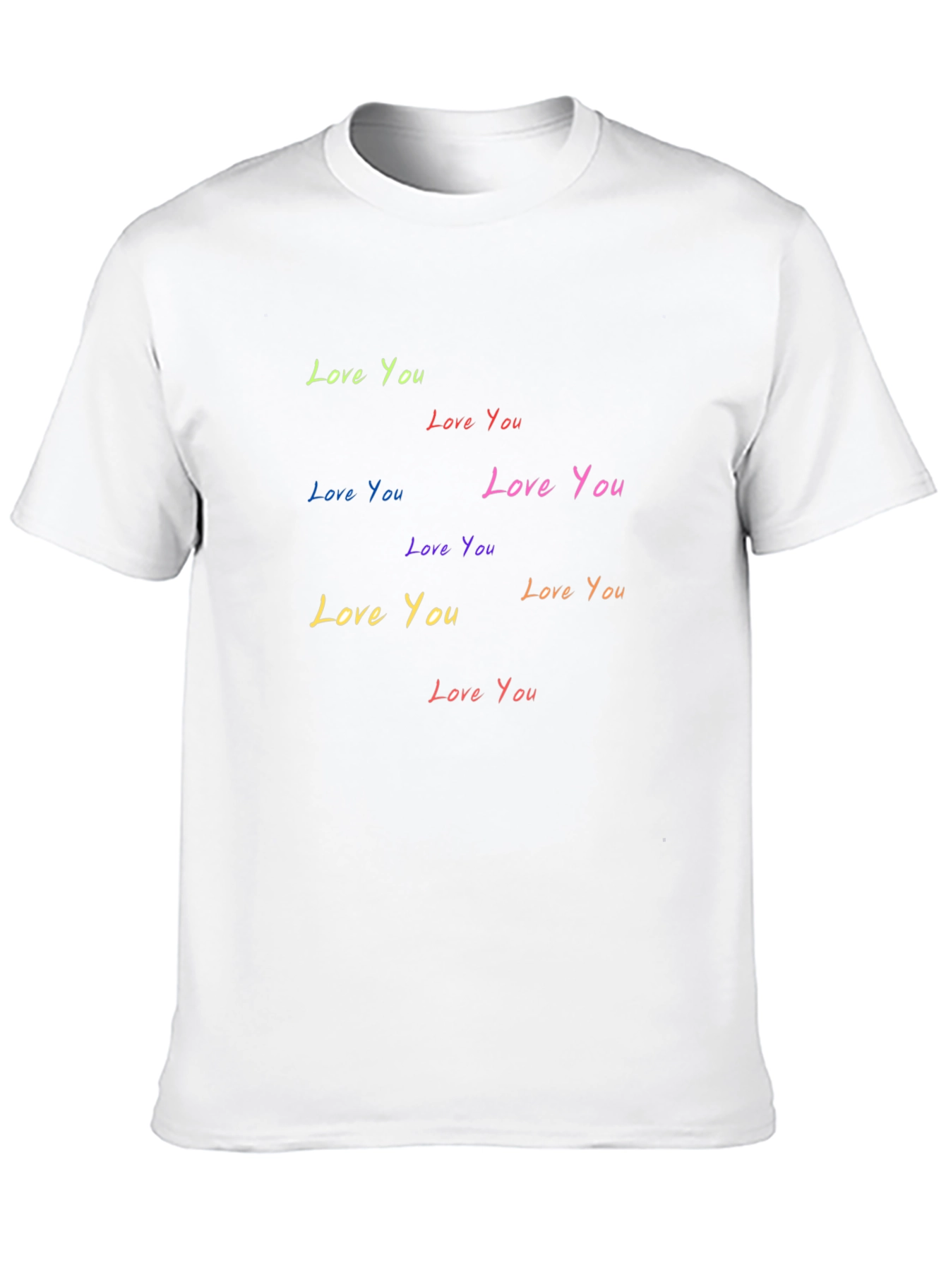 Love You T-Shirt - Rainbow Text Black Tee