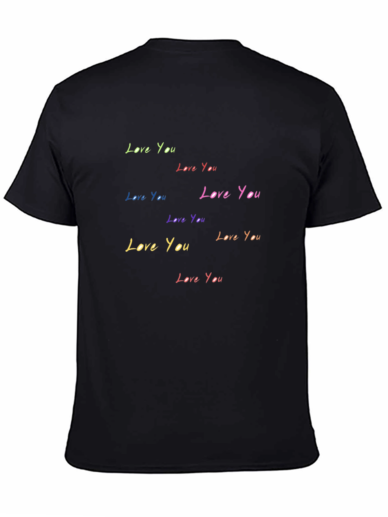 Love You T-Shirt - Rainbow Text Black Tee