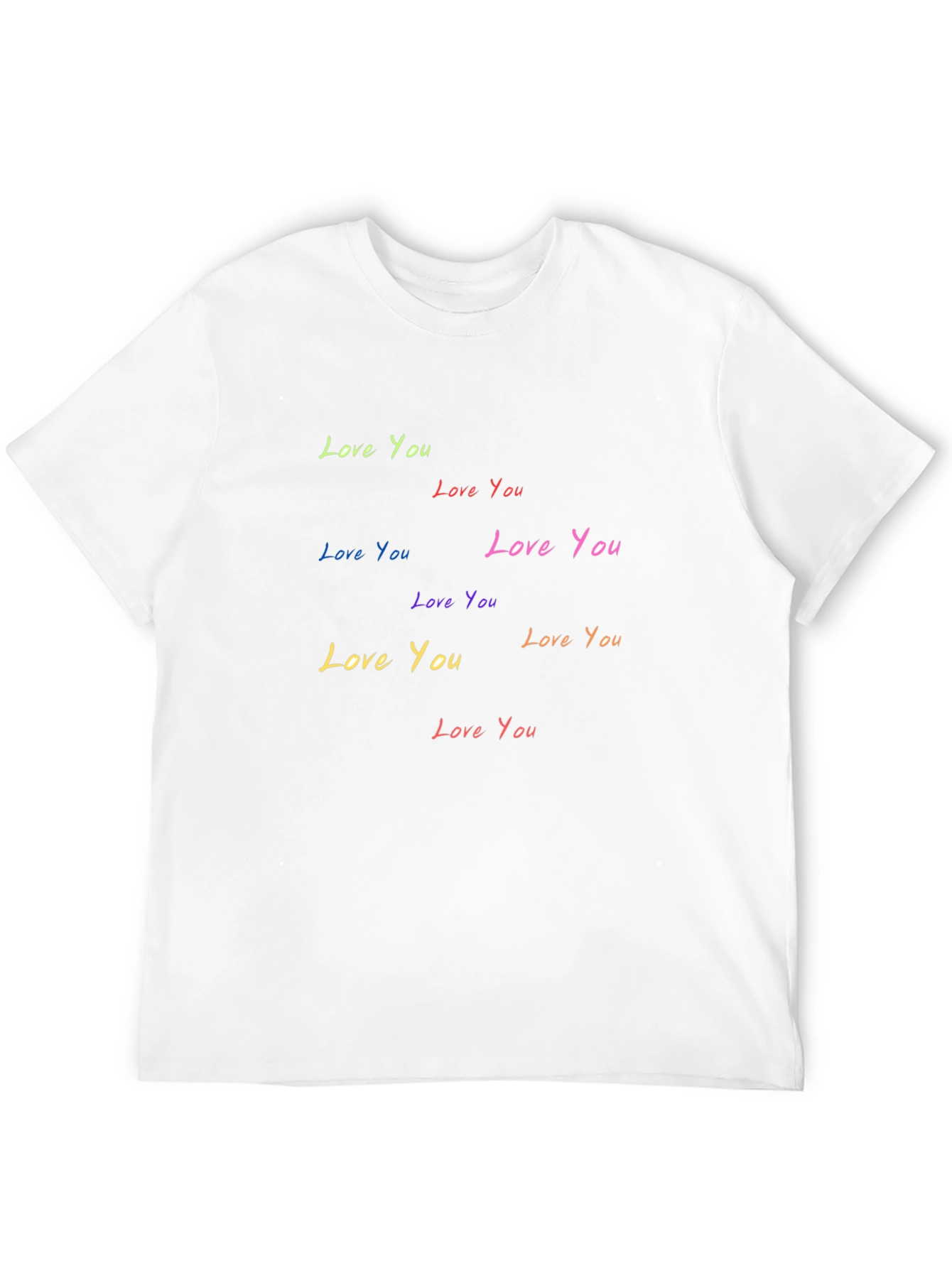 Love You T-Shirt - Rainbow Text Black Tee